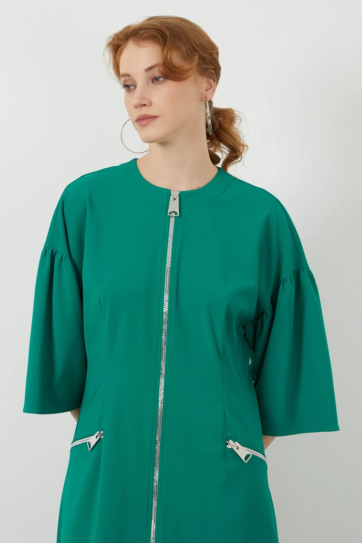 Green Pocketed Midi Dress - Image 3
