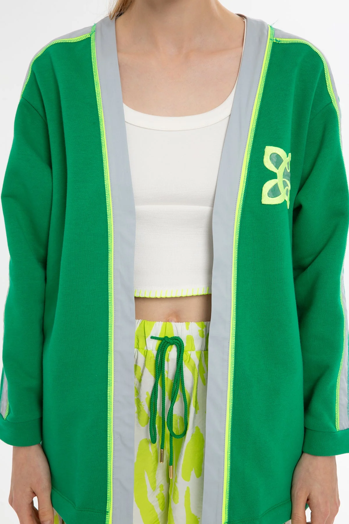 Green Print-Detail Sweatshirt - Image 2