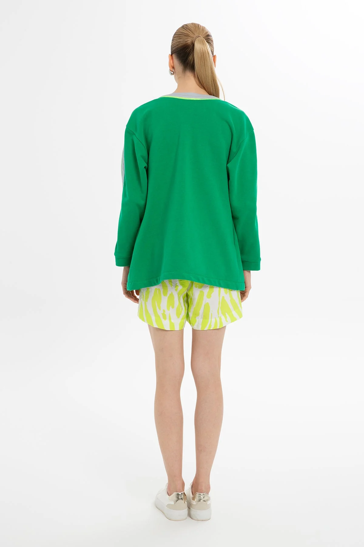 Green Print-Detail Sweatshirt - Image 4