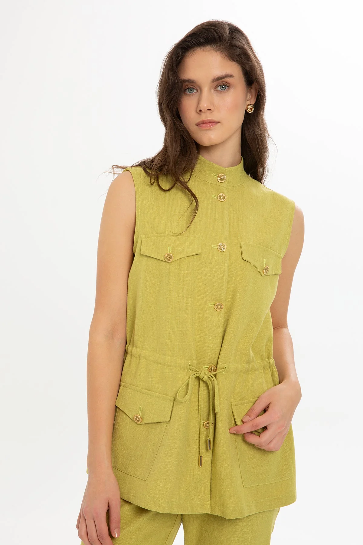 Green Set with Drawstring Vest - Image 2