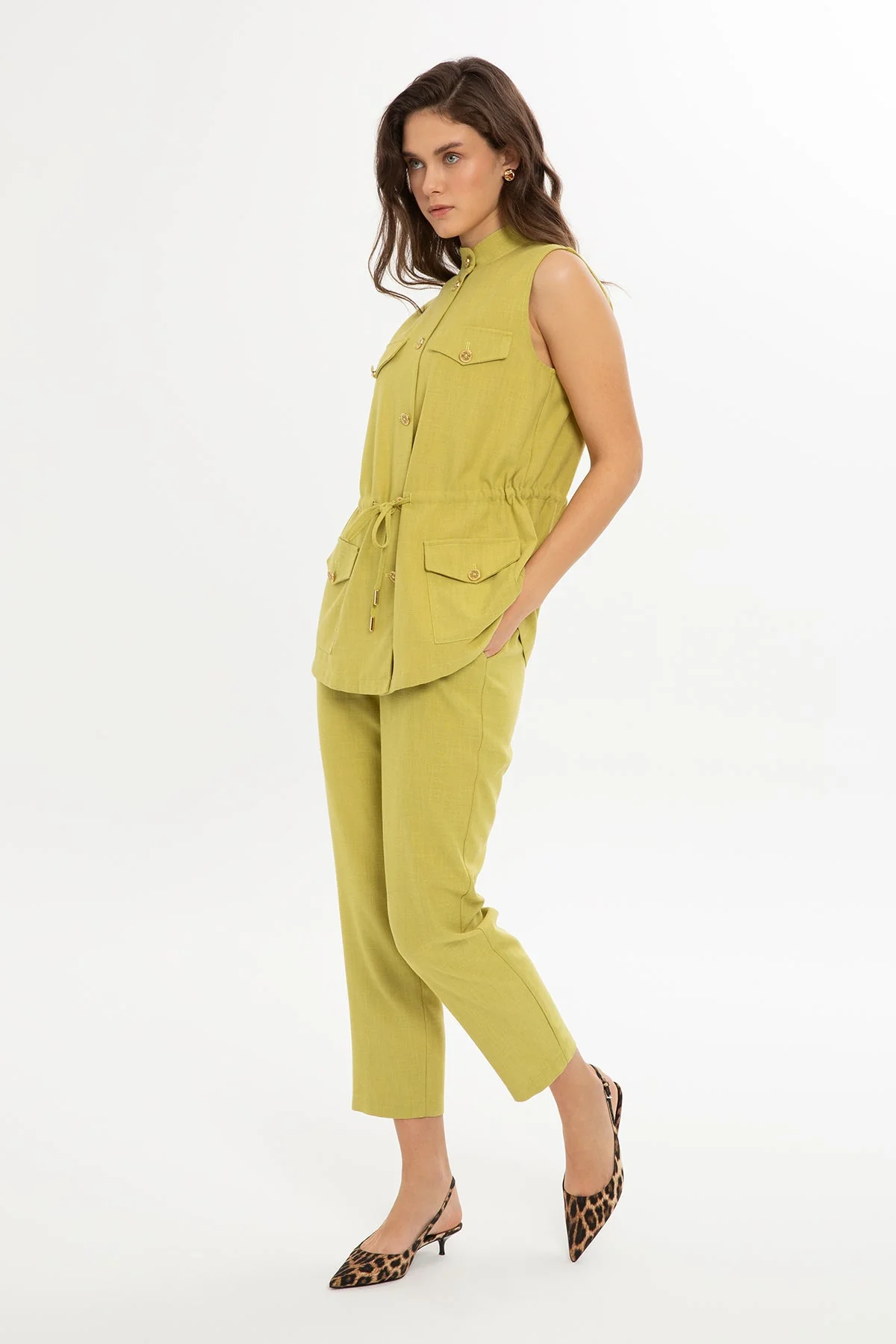 Green Set with Drawstring Vest - Image 3