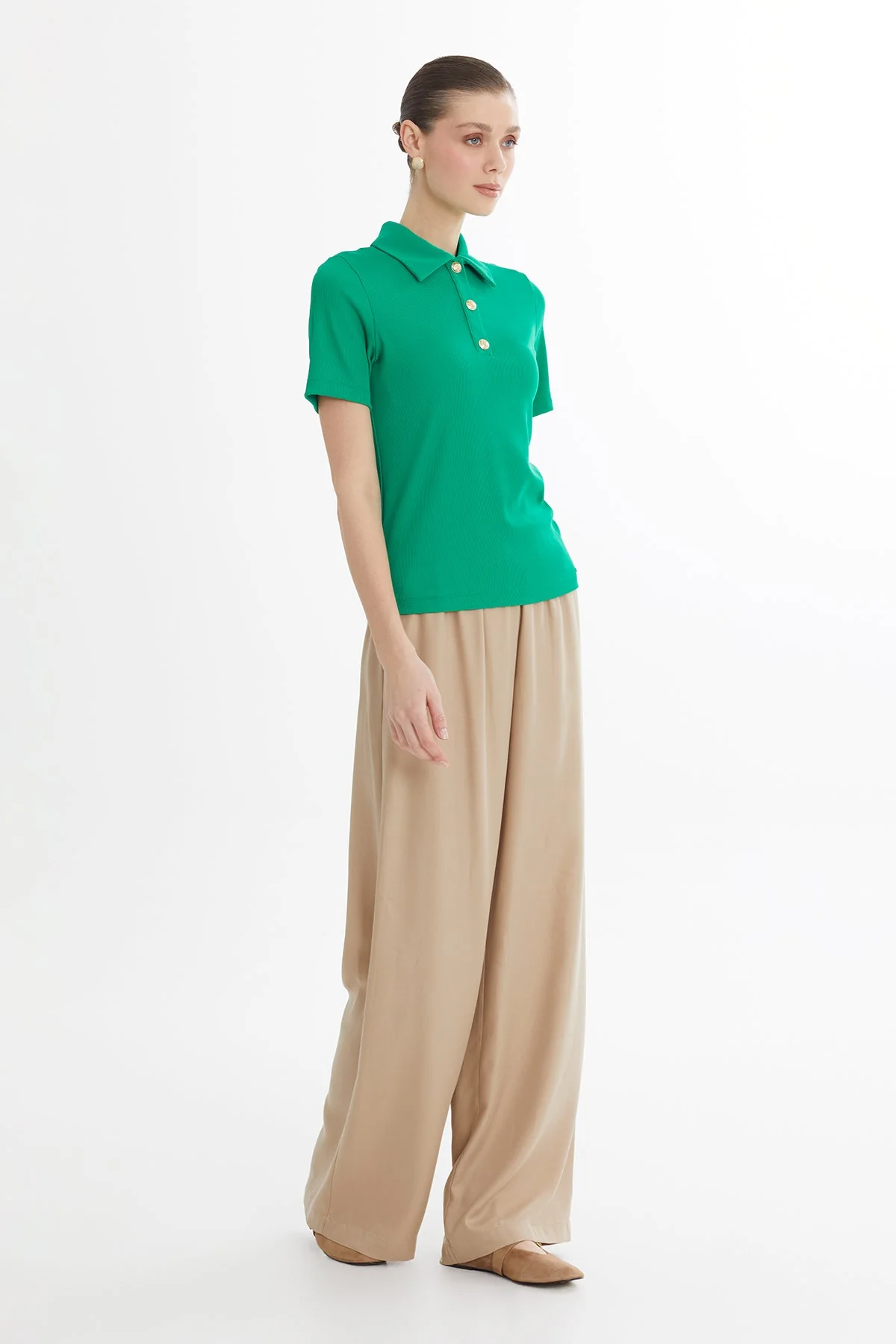 Green Snap-Closure Blouse - Image 4
