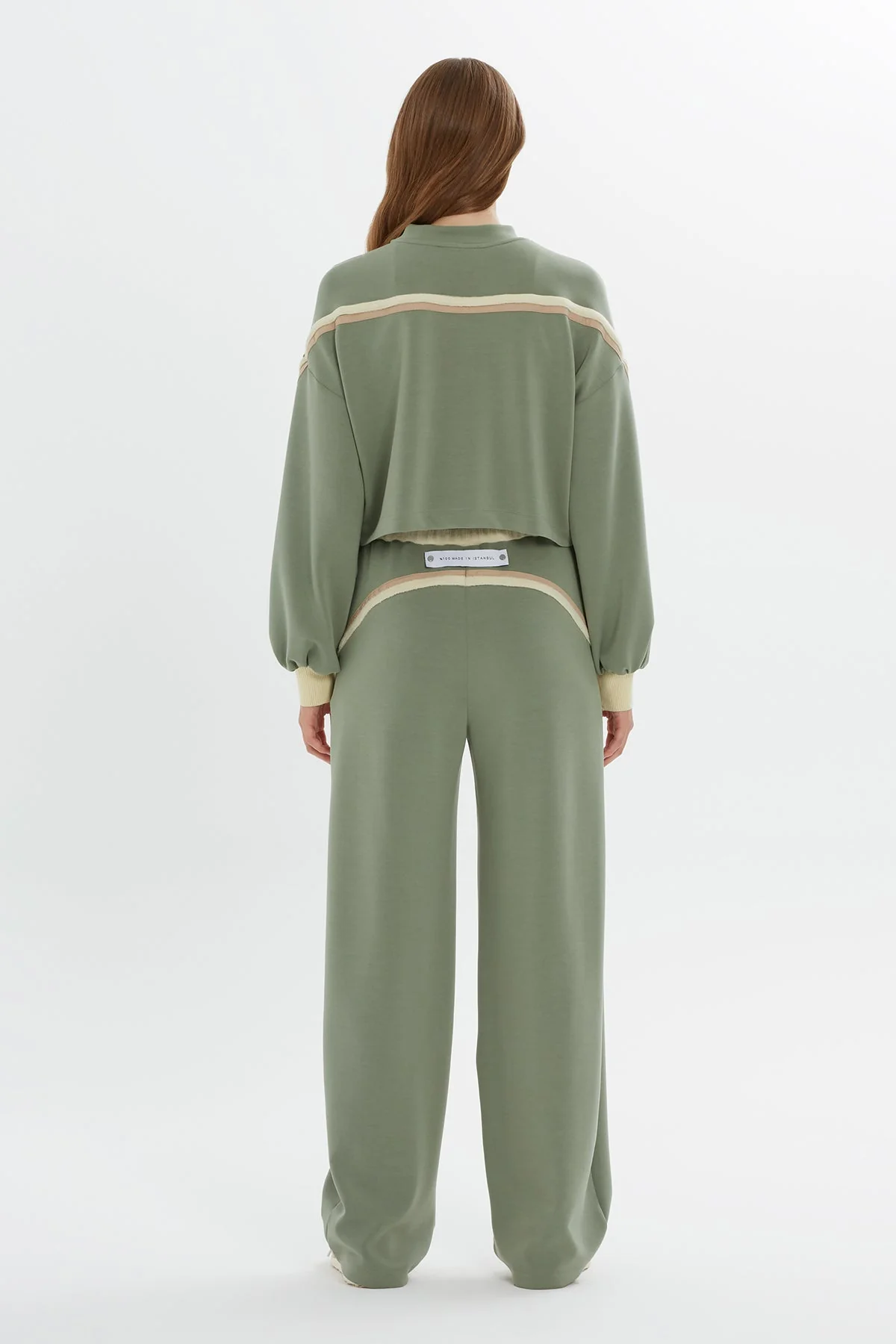 Green Stripe-Detail Sleeve Sweatshirt - Image 5