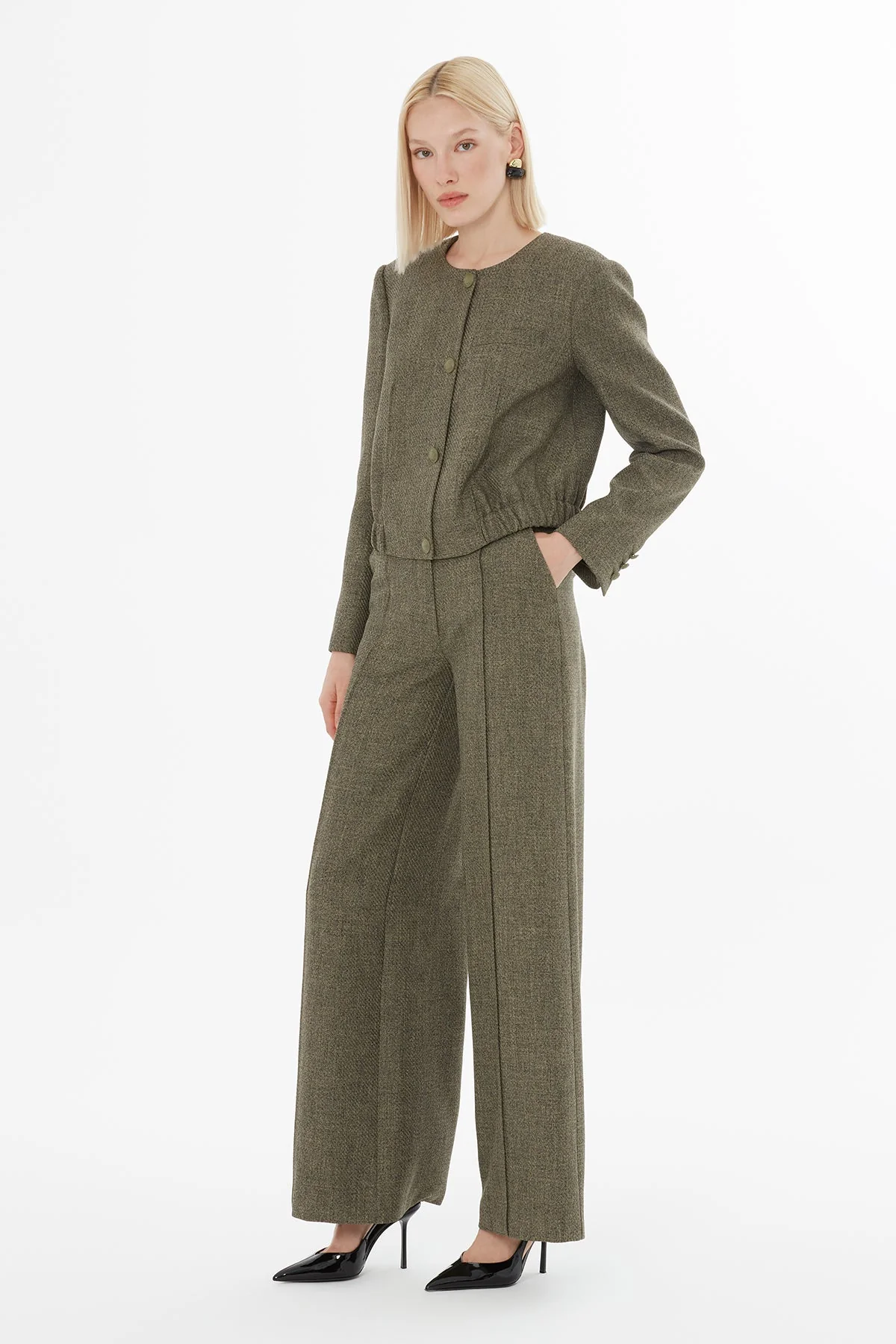Green Suit with Elasticated-Waist Jacket - Image 4