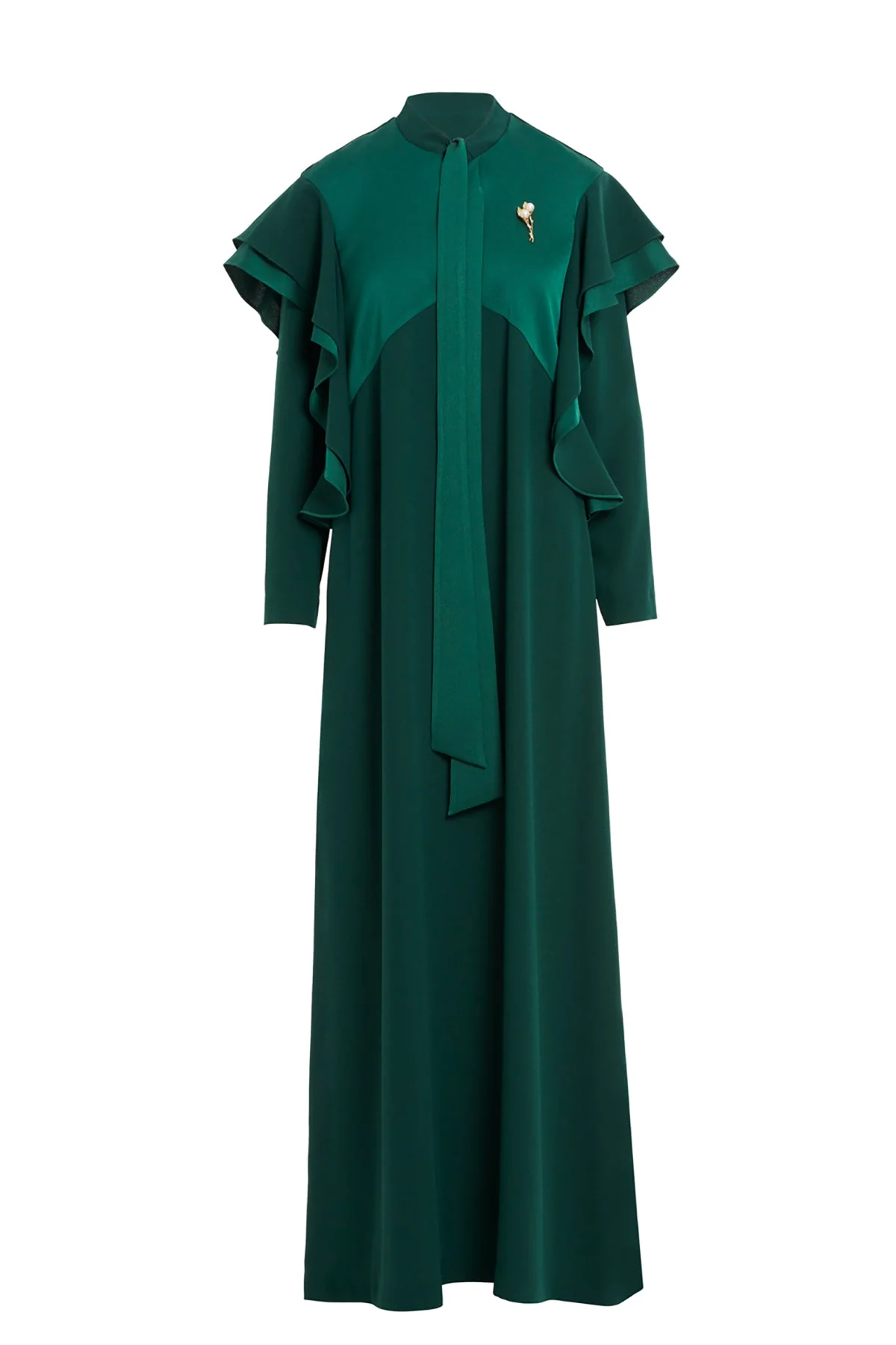 Green Tie-Detail Long Dress