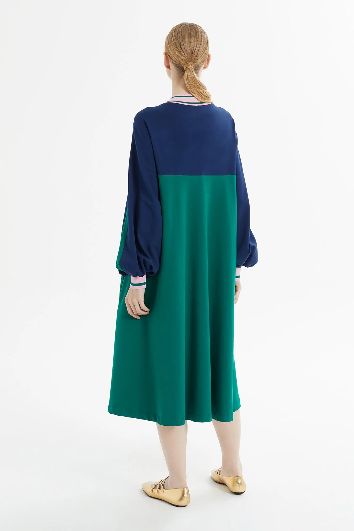 Green V-Neck Midi Dress - Image 5