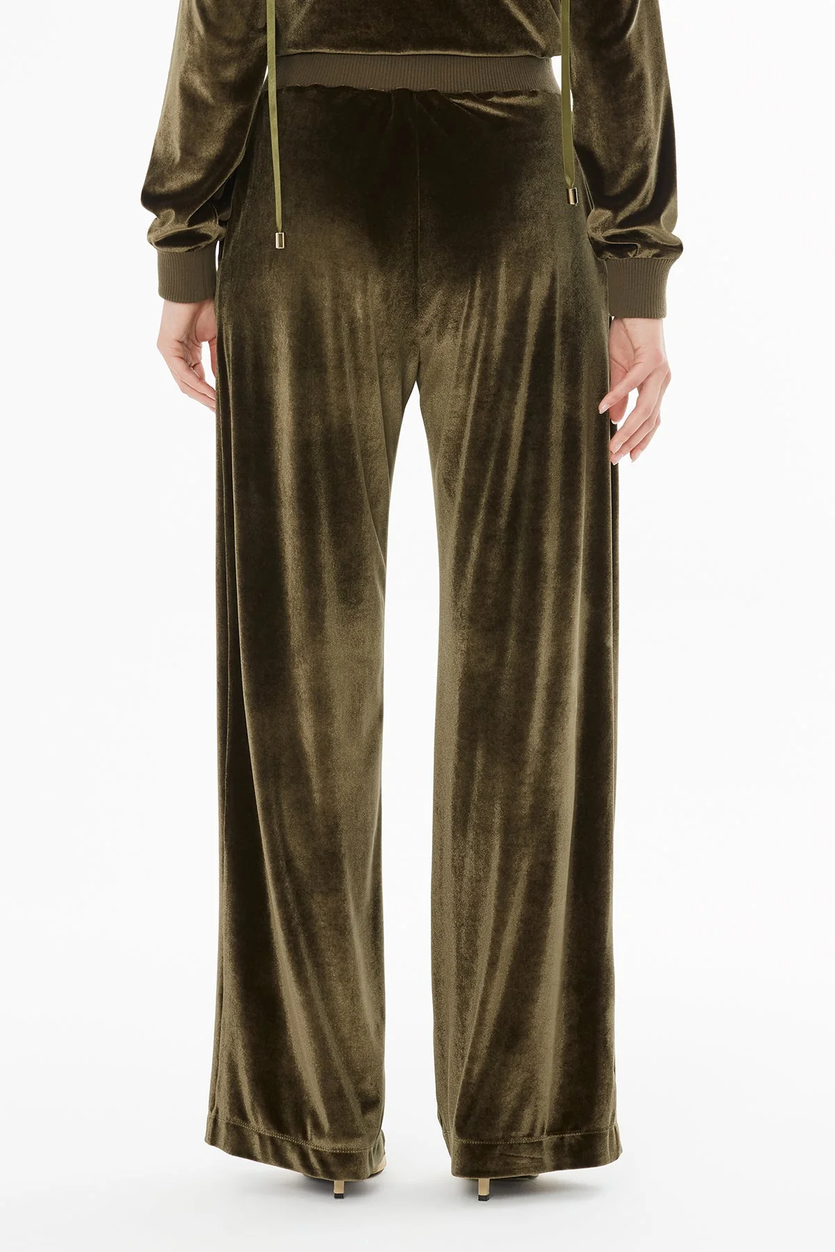 Green Velvet Trousers with Elasticated Waist - Image 4