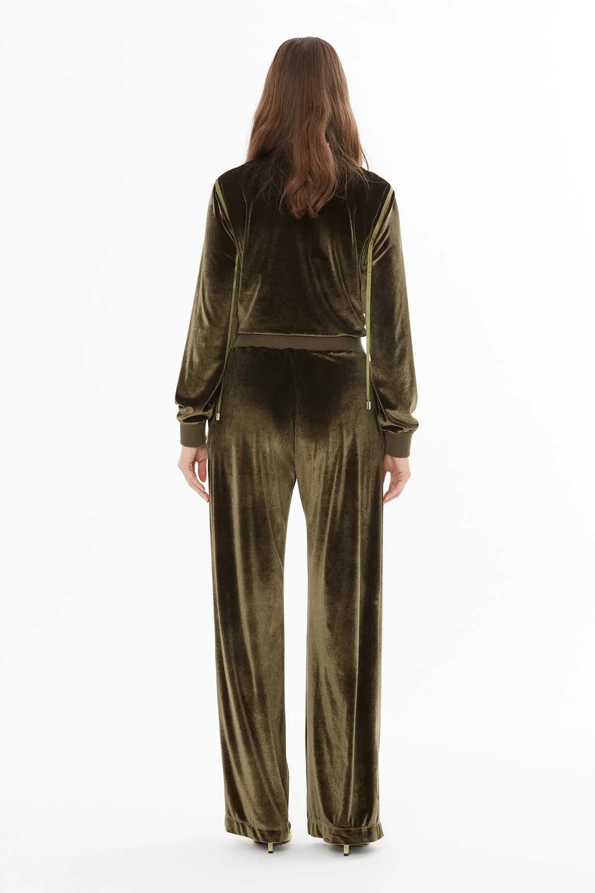 Green Velvet Trousers with Elasticated Waist - Image 5
