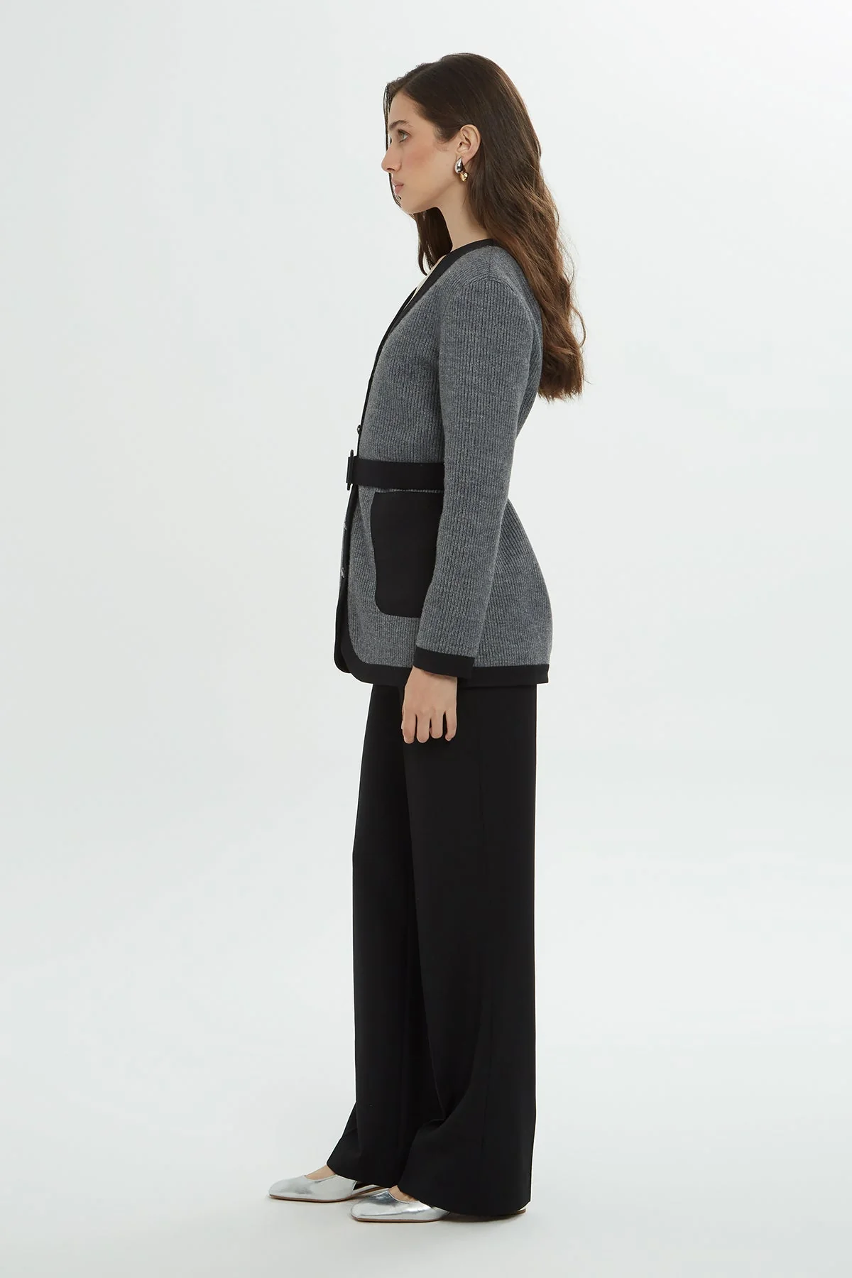Grey Belted Cardigan Set - Image 4