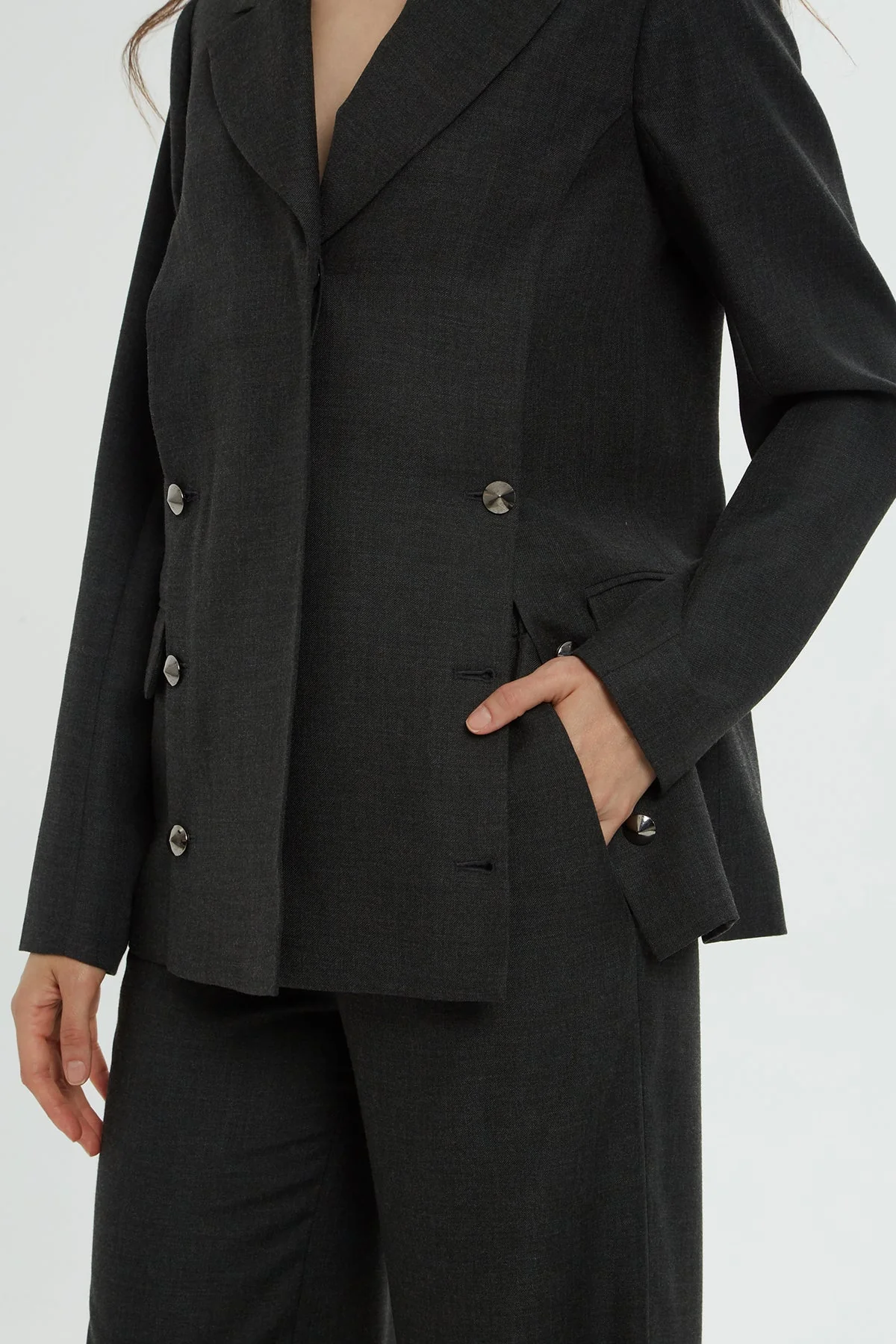 Grey Buttoned-Pocket Co-Ord Set - Image 5