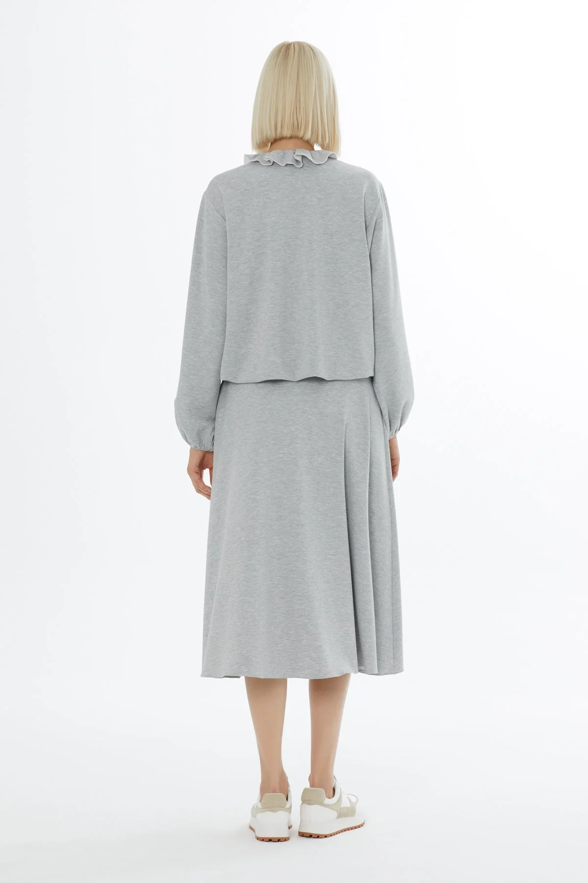Grey Cardigan and Midi Skirt Set - Image 3