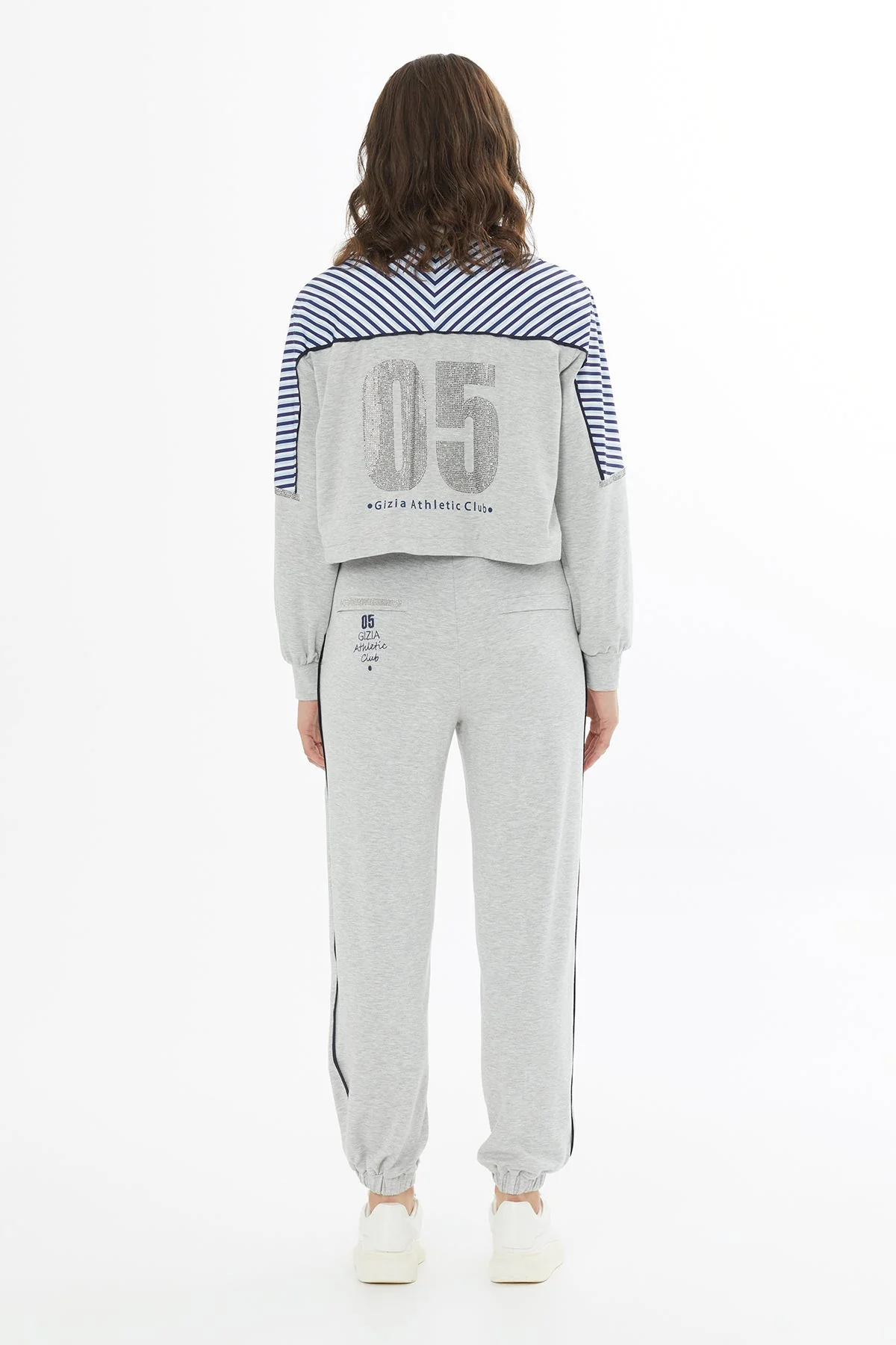 Grey Contrast-Trim Long Sleeve Sweatshirt - Image 4