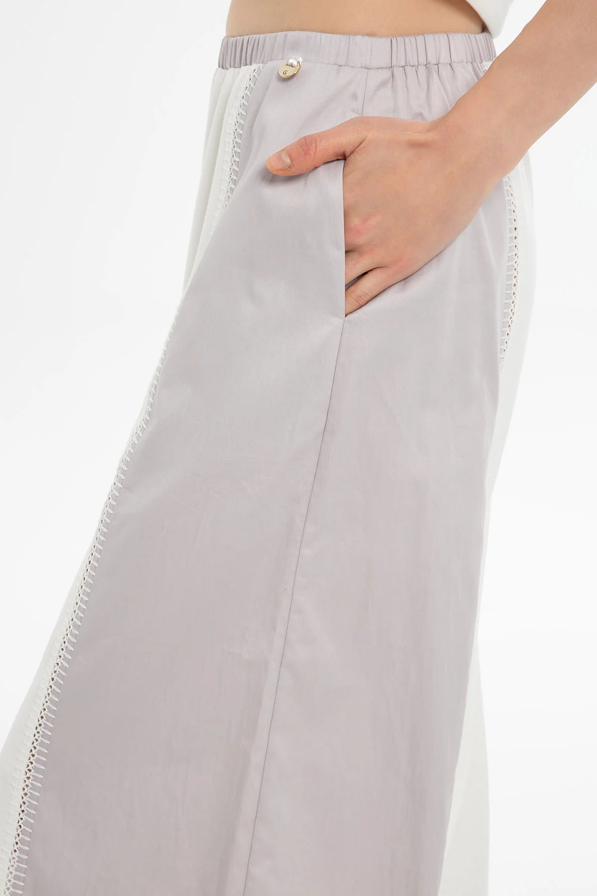 Grey Cotton Wide-Leg Sweatpants - Image 3