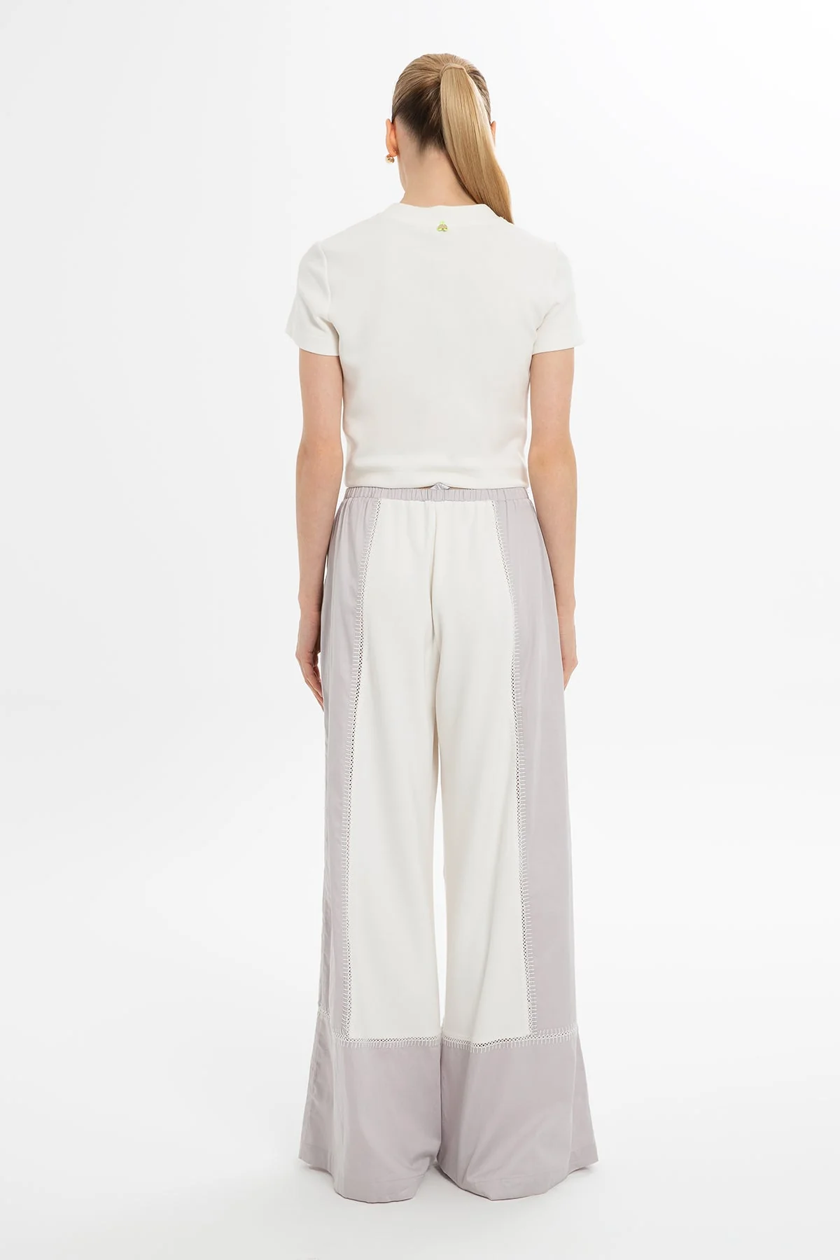 Grey Cotton Wide-Leg Sweatpants - Image 4
