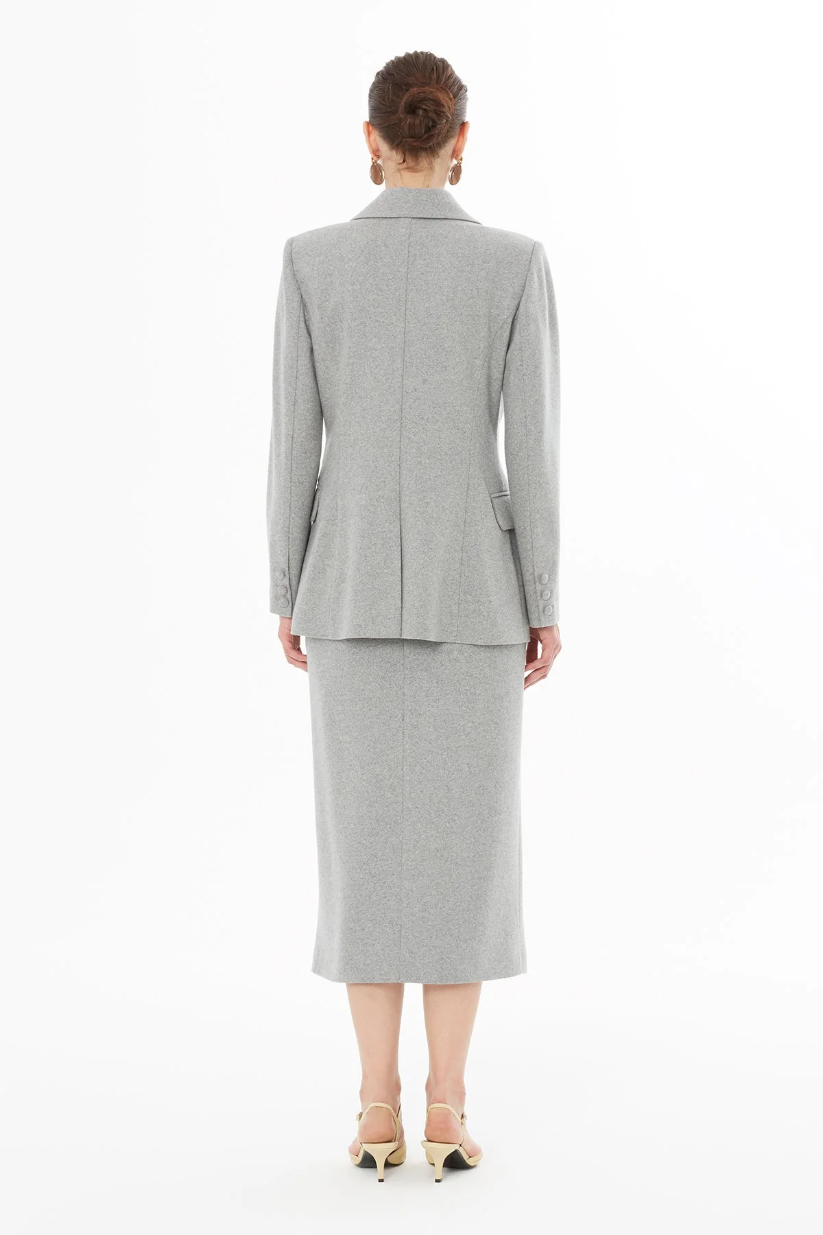 Grey Double-Breasted Button-Closure Jacket - Image 4
