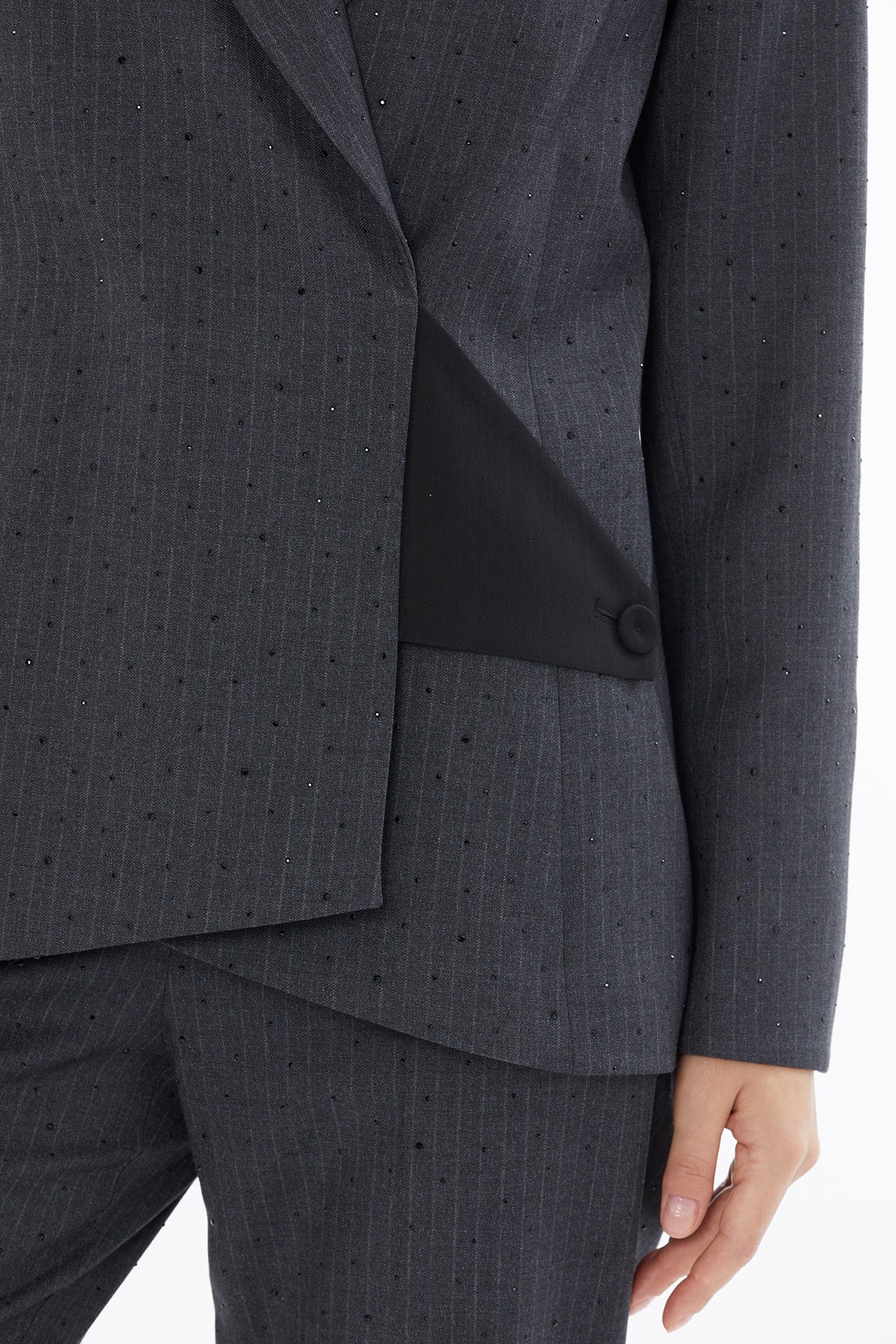Grey Double-Breasted Jacket with Pockets - Image 2