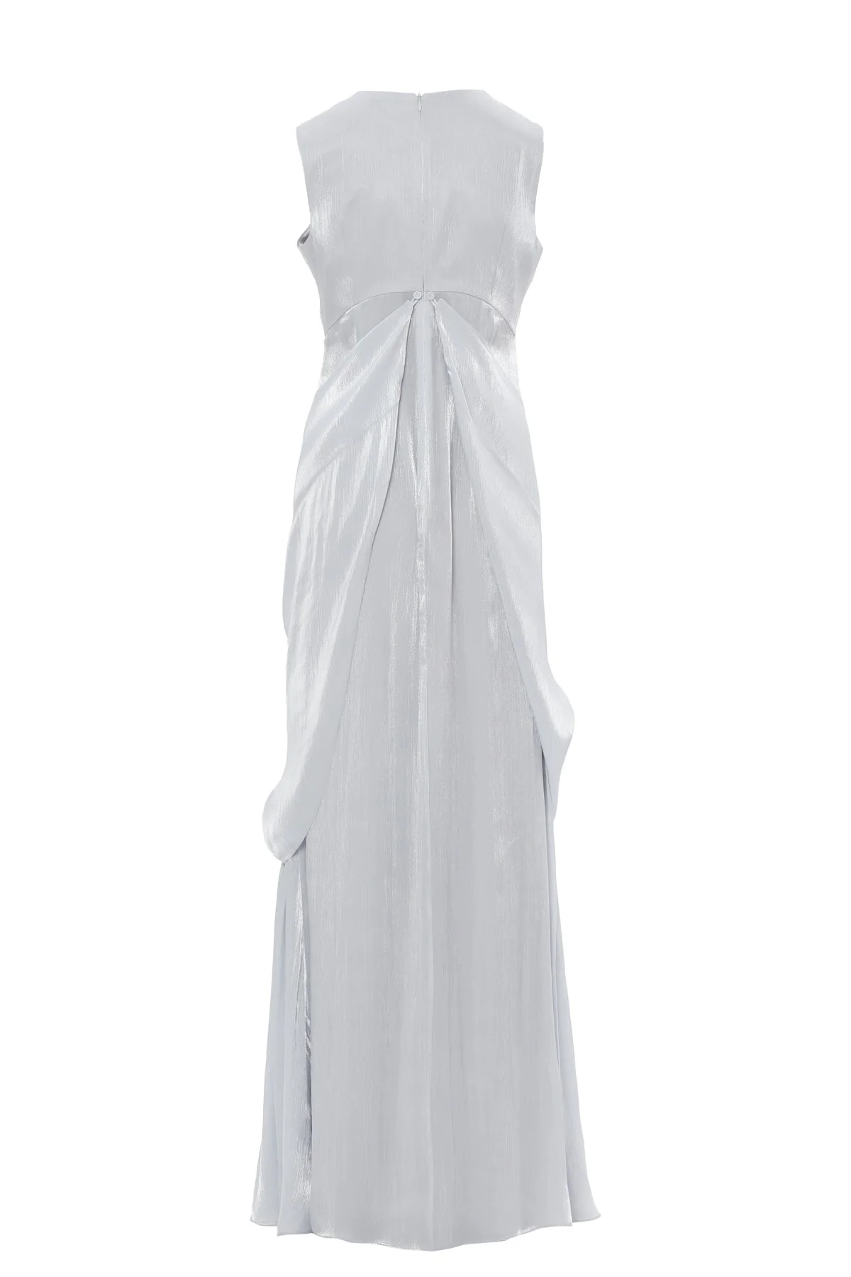Grey Draped-Detail Maxi Dress - Image 3
