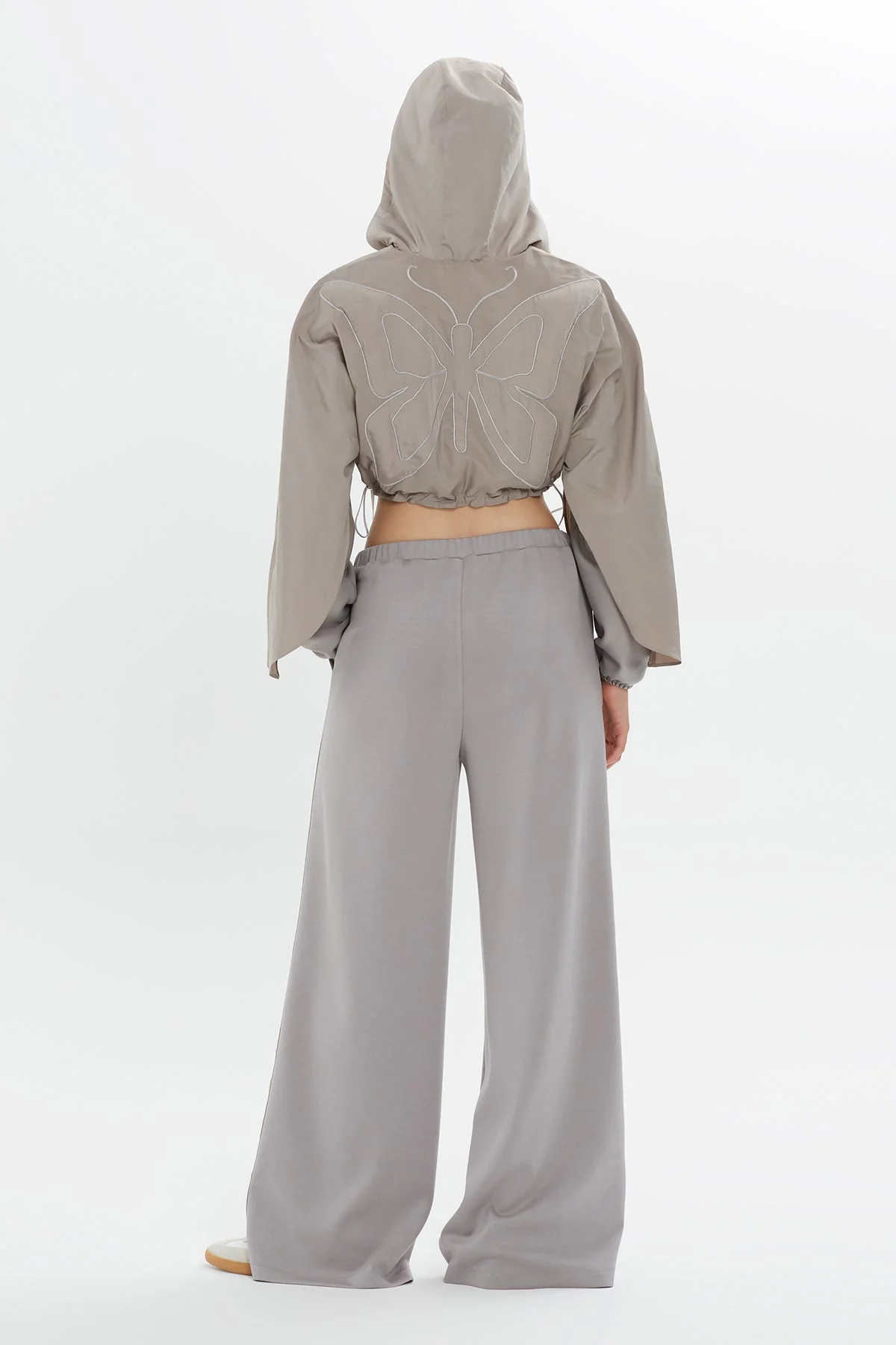 Grey Drawstring-Waist Sweatshirt - Image 3