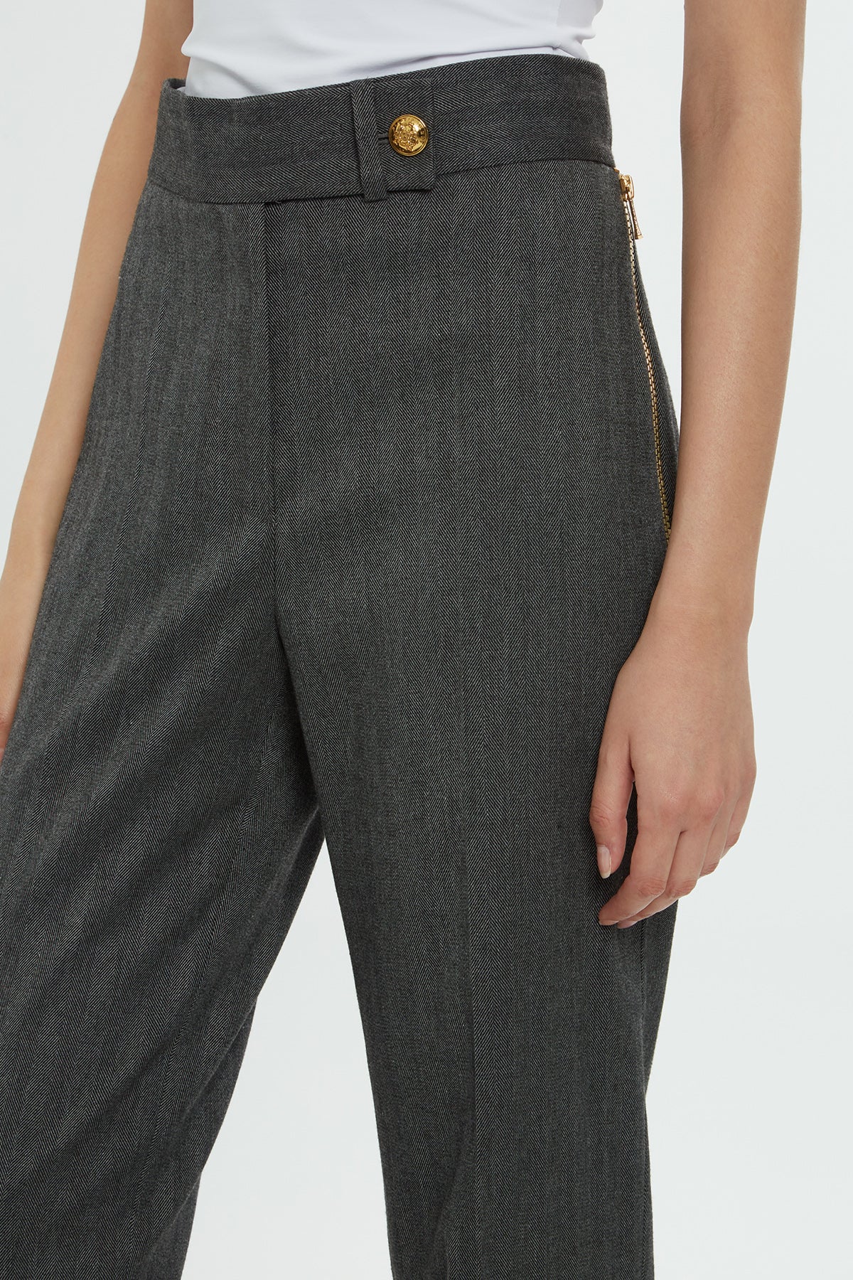 Grey Elasticated Waist Wide-Leg Trousers - Image 3