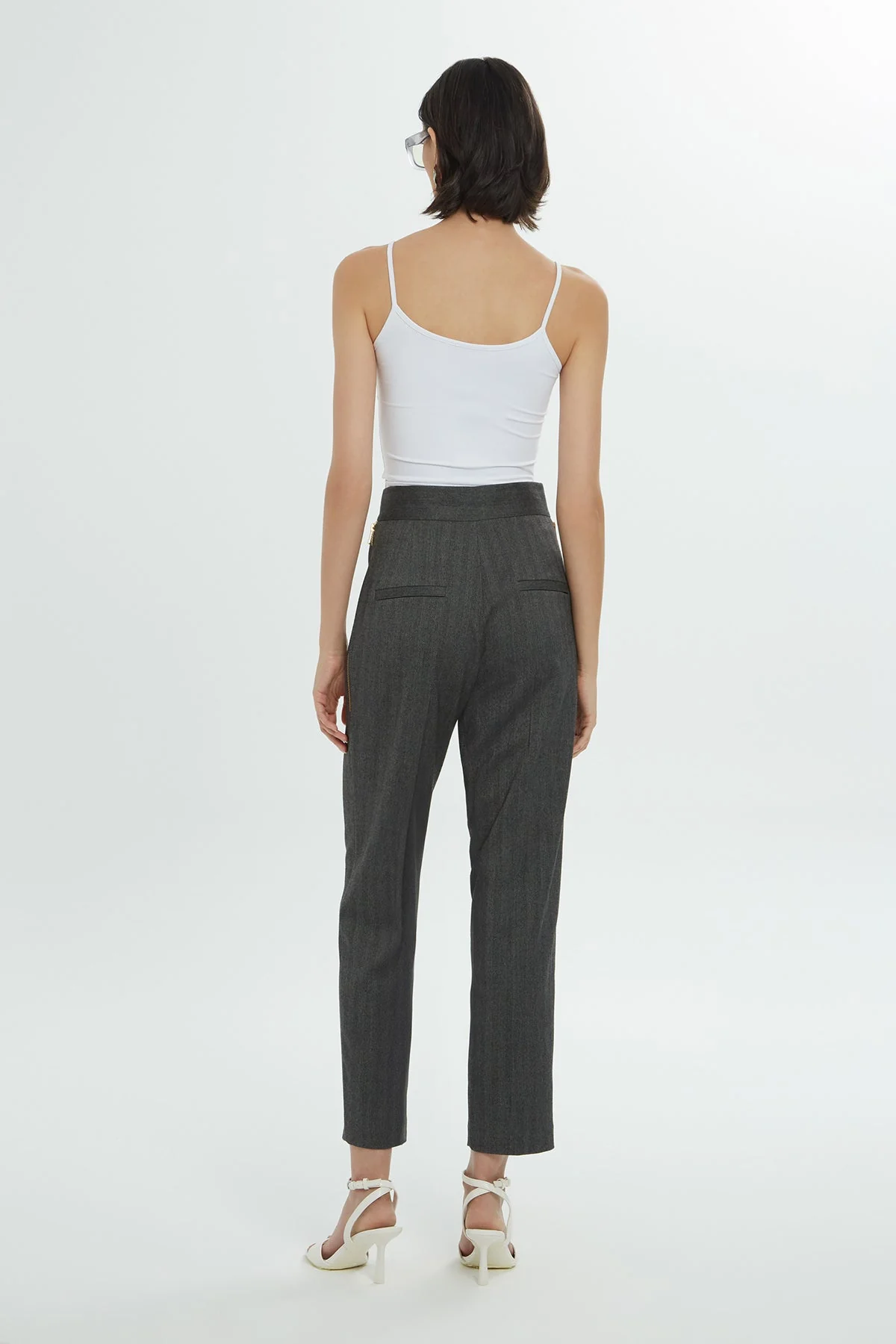 Grey Elasticated Waist Wide-Leg Trousers - Image 4