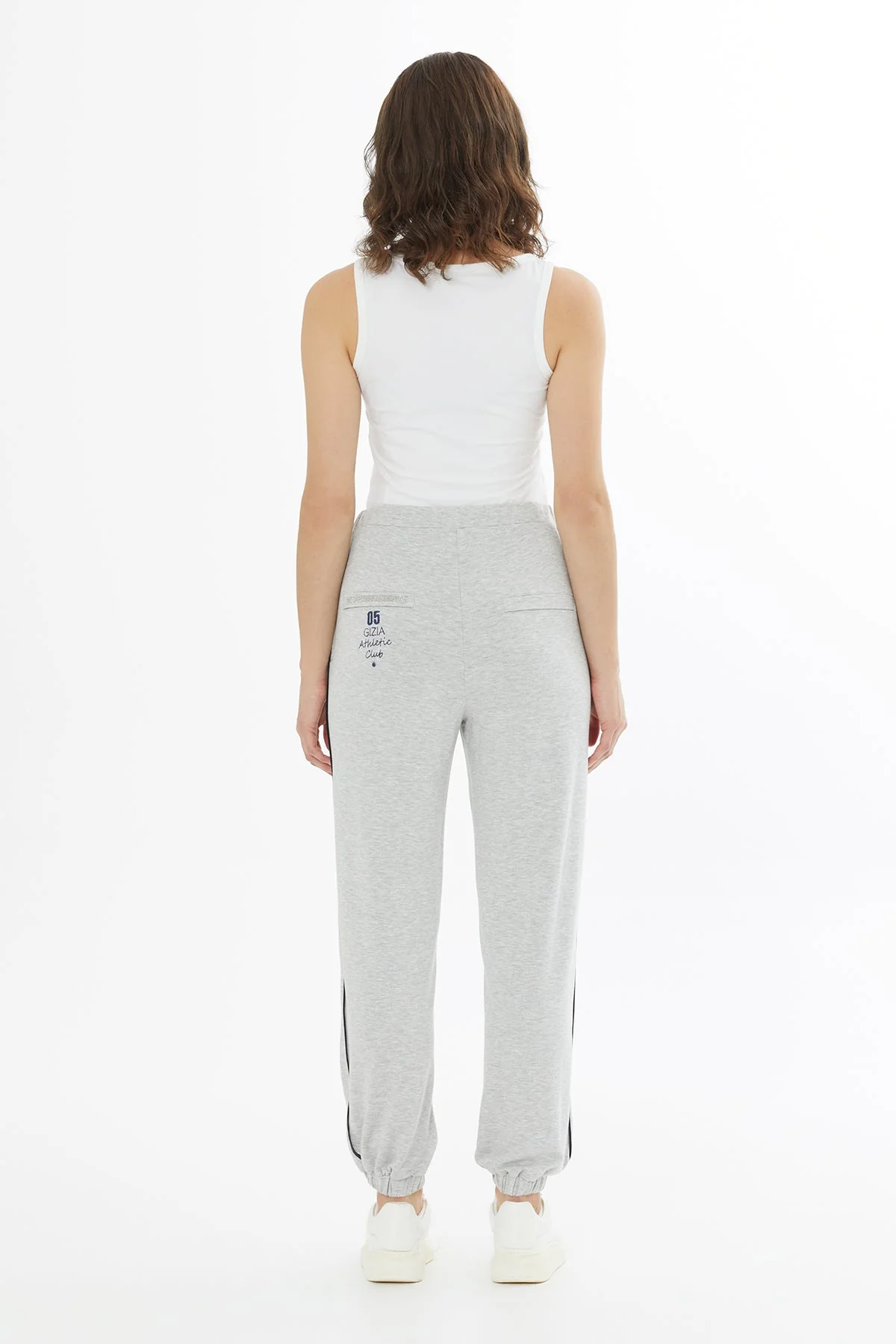 Grey Embroidered and Crystal-Embellished Sweatpants - Image 5