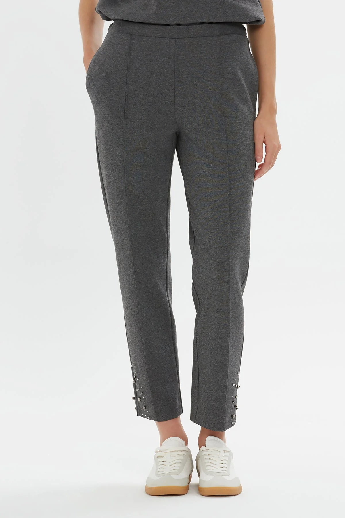 Grey Embroidered-Hem Sweatpants - Image 3