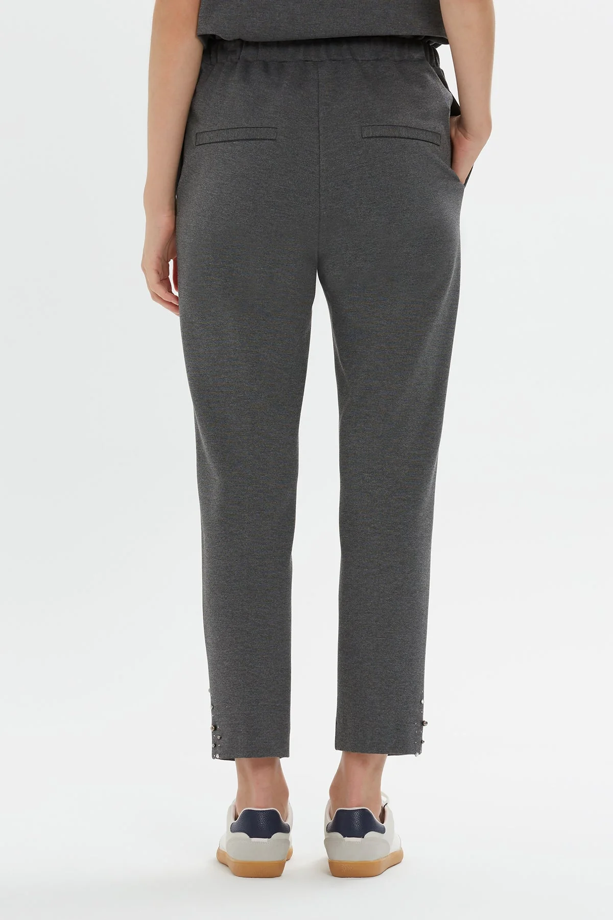 Grey Embroidered-Hem Sweatpants - Image 5