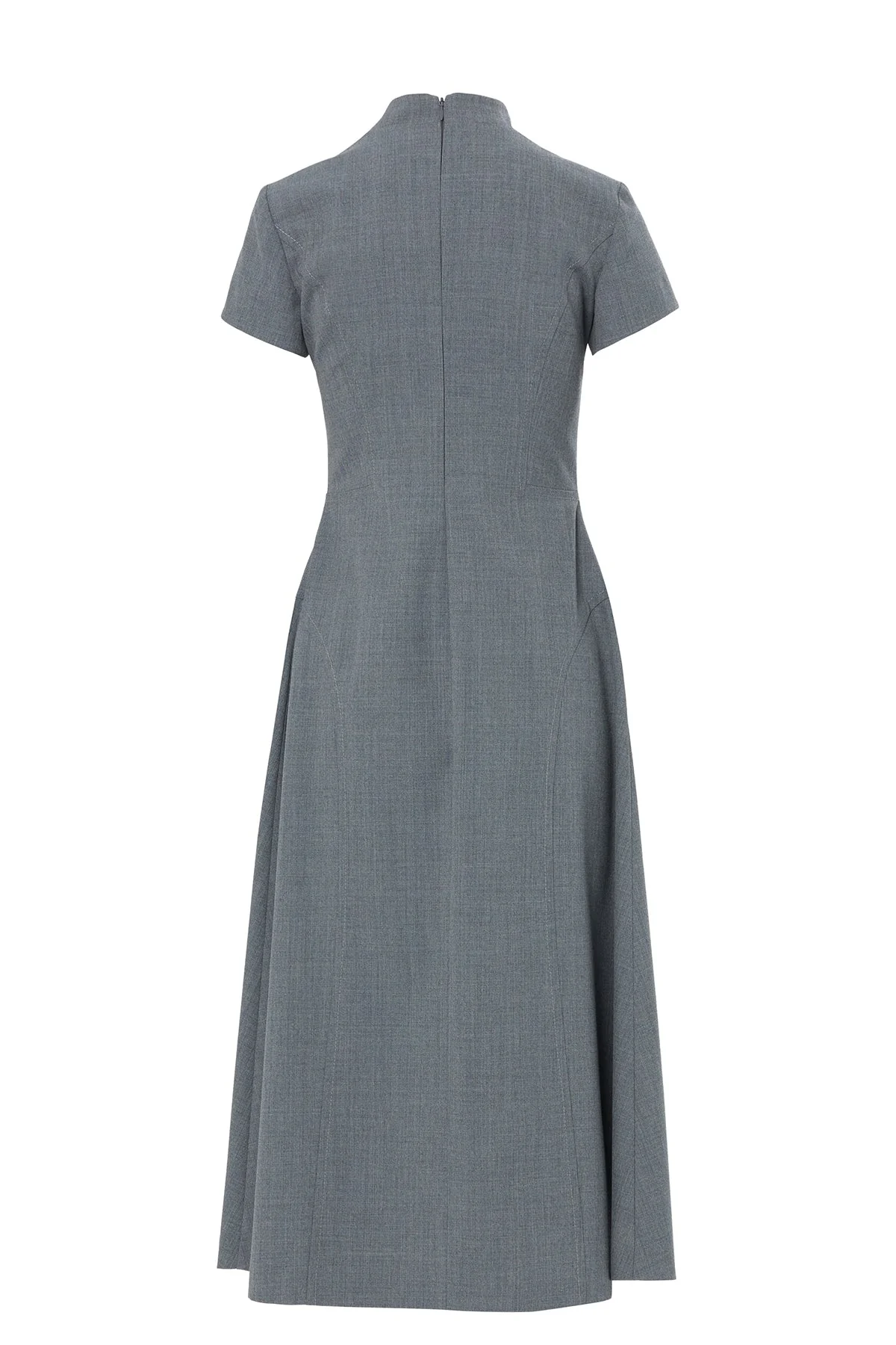Grey High-Neck Midi Dress - Image 3