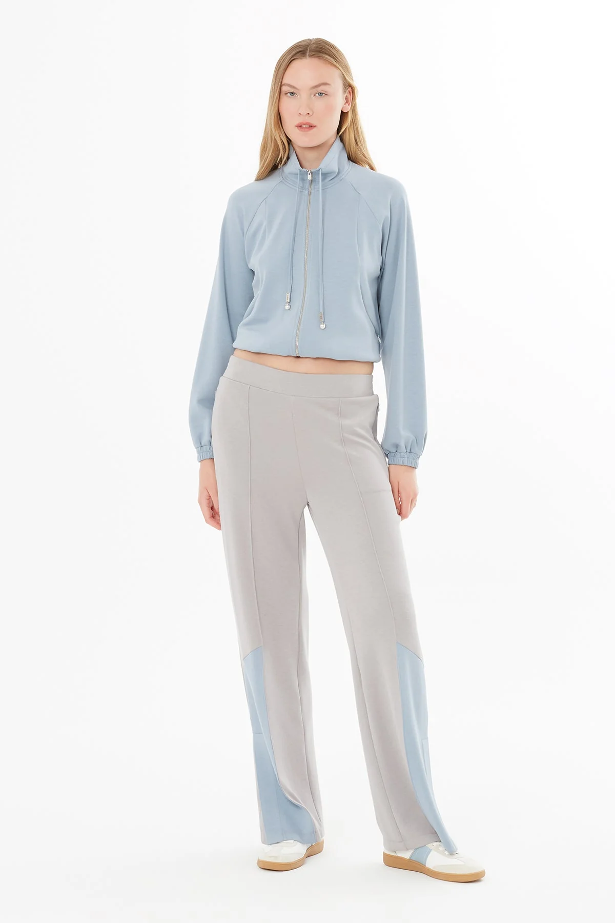 Grey High-Waist Pocketed Sweatpants