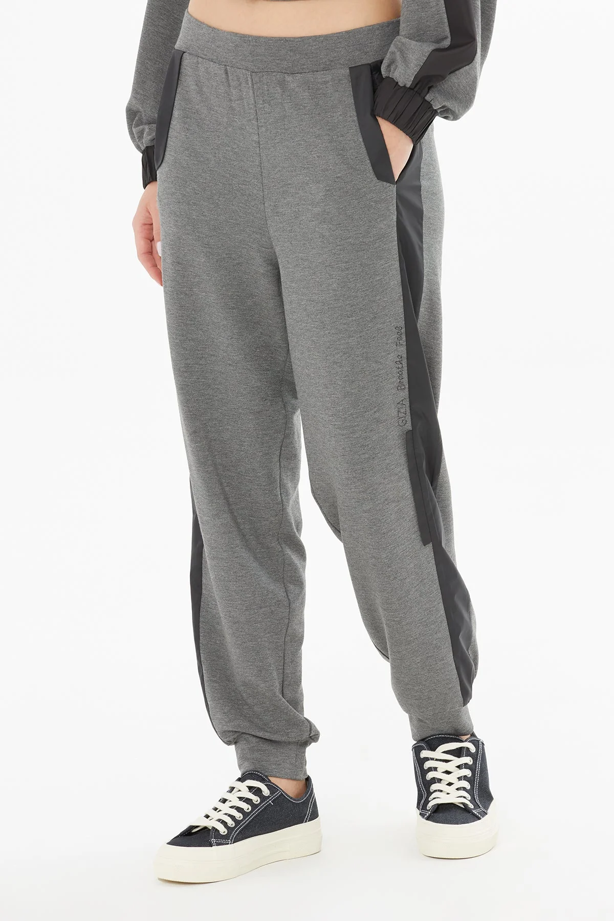 Grey High-Waist Sweatpants - Image 2