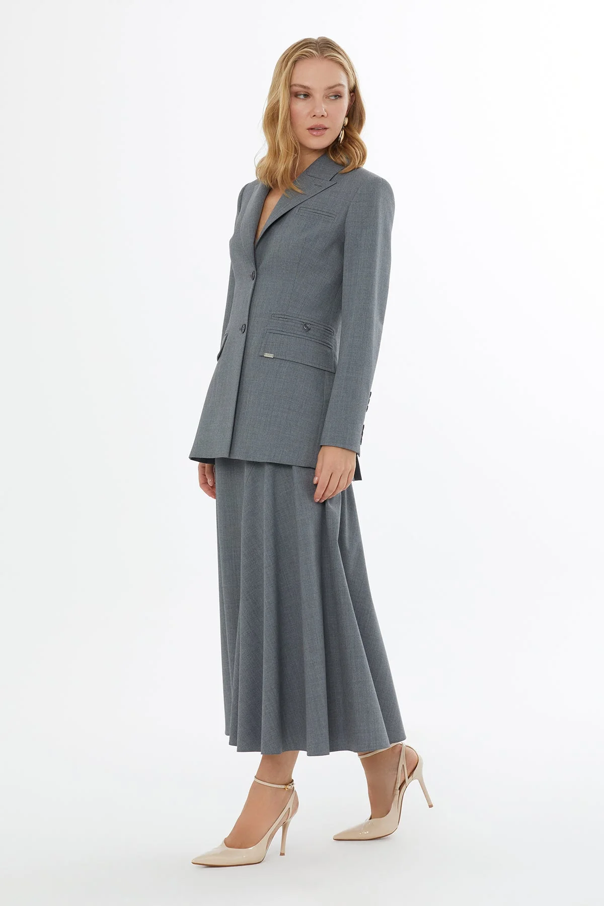 Grey Jacket with Buttoned Welt Pockets - Image 2