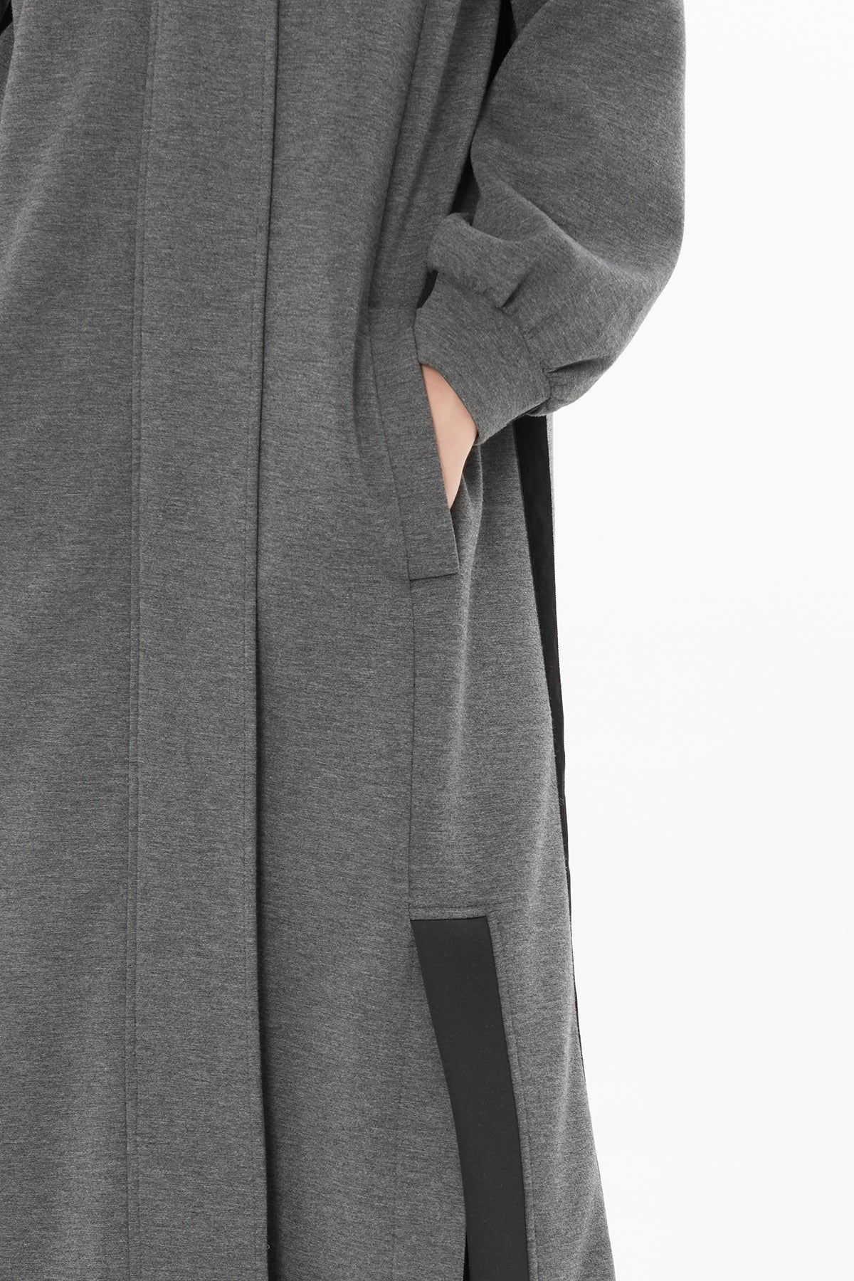 Grey Long Jacket with Contrast Details - Image 3