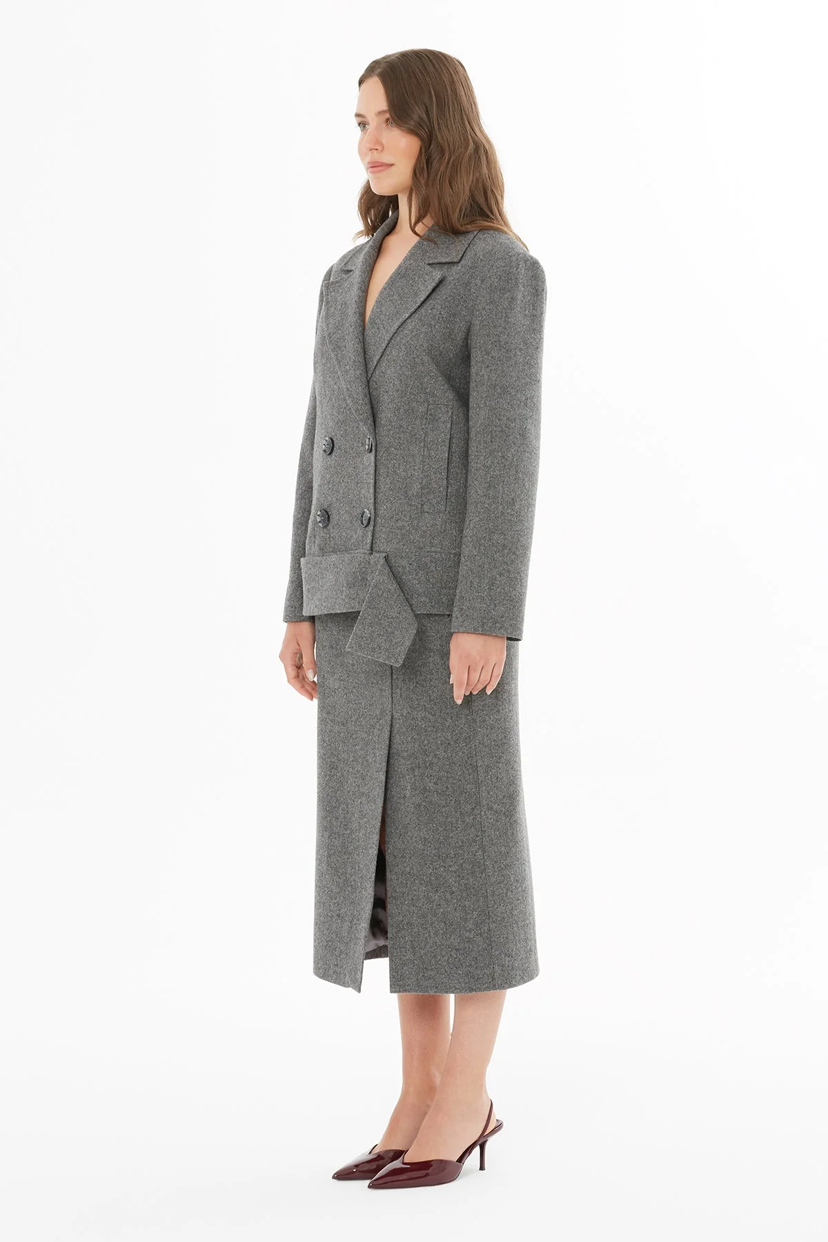 Grey Long-Sleeve Front-Button Jacket - Image 4