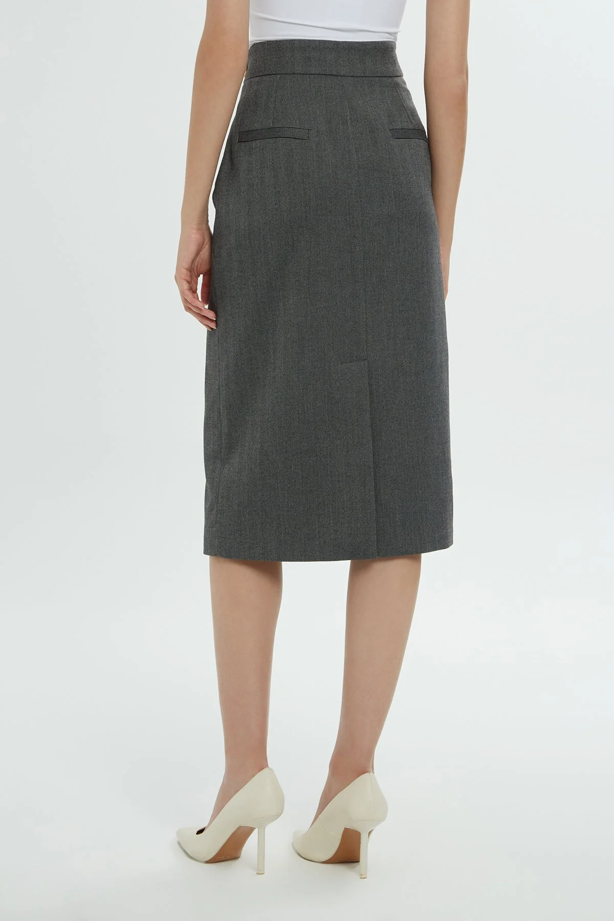 Grey Midi Pencil Skirt - Image 4