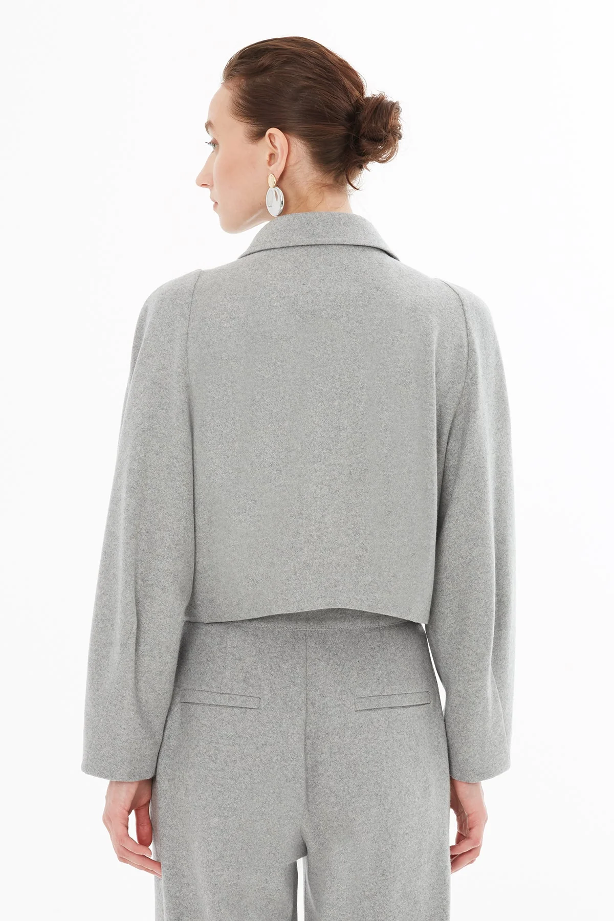 Grey Peter Pan Collar Wool-Blend Sweatshirt - Image 4
