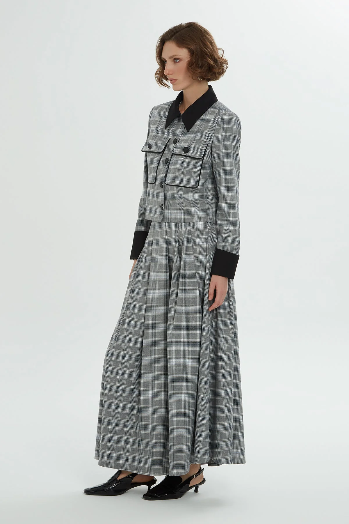 Grey Plaid-Patterned Co-Ord Set - Image 2