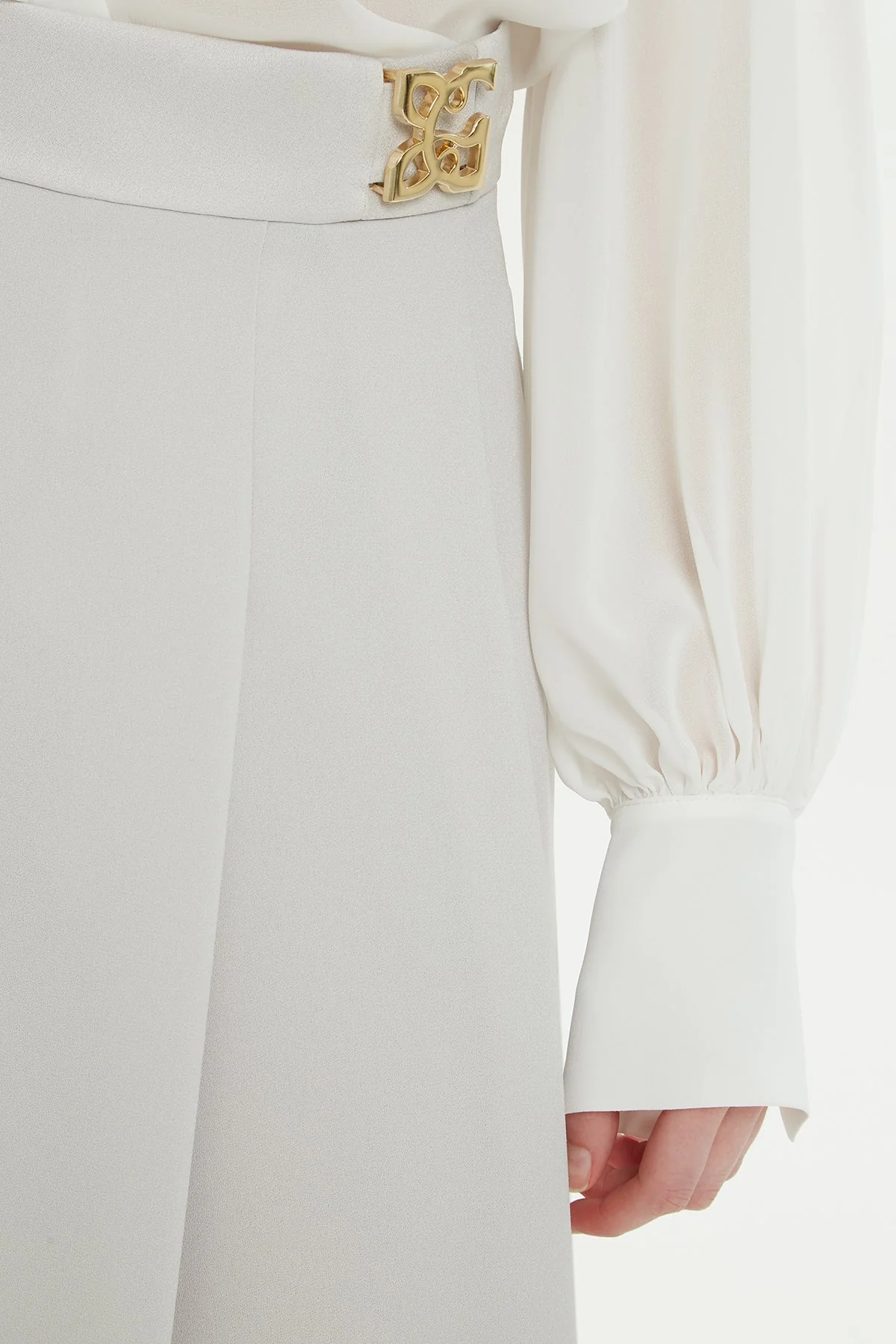 Grey Pleated Midi Skirt - Image 2