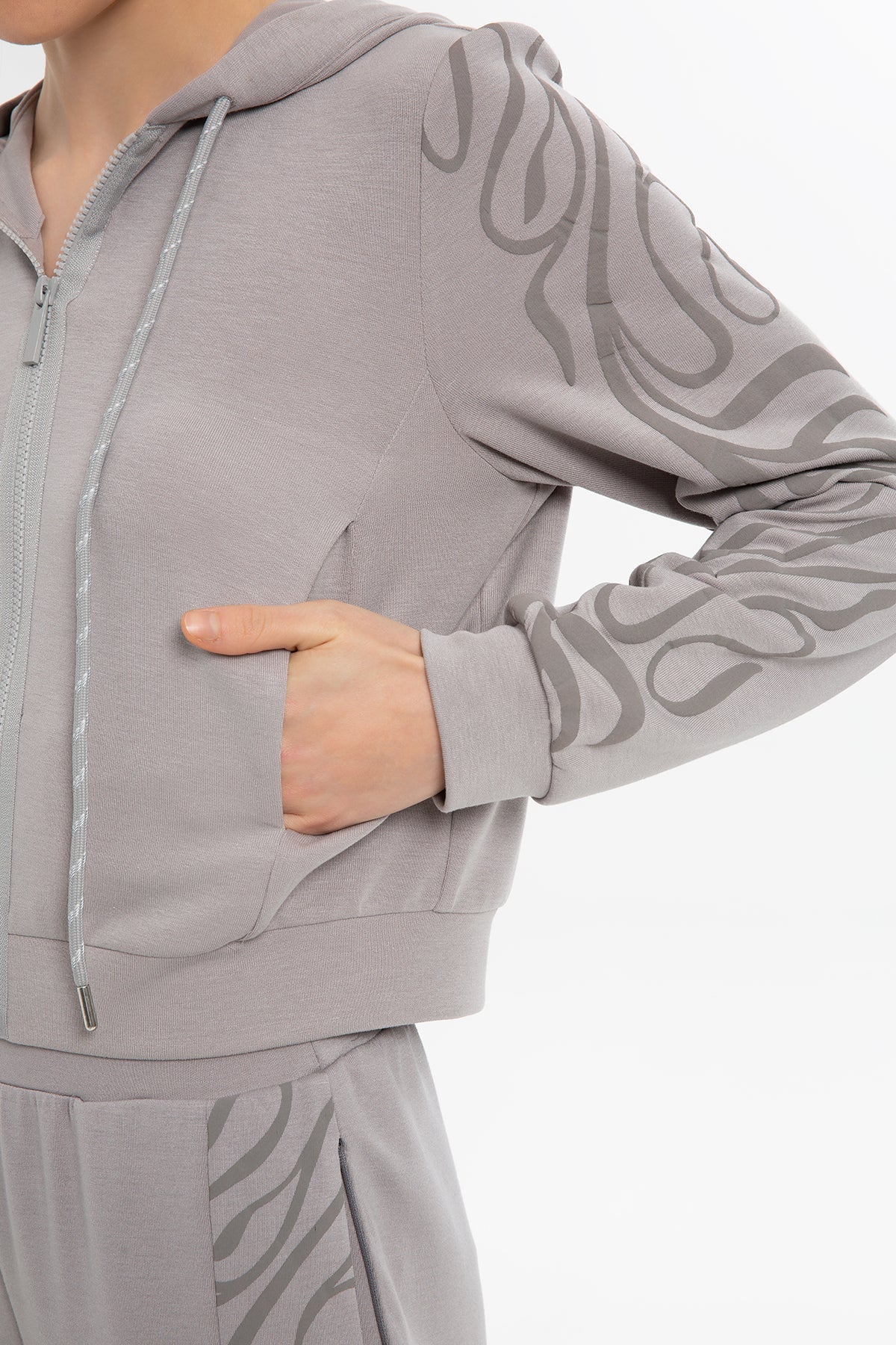 Grey Printed-Sleeve Sweatshirt - Image 2