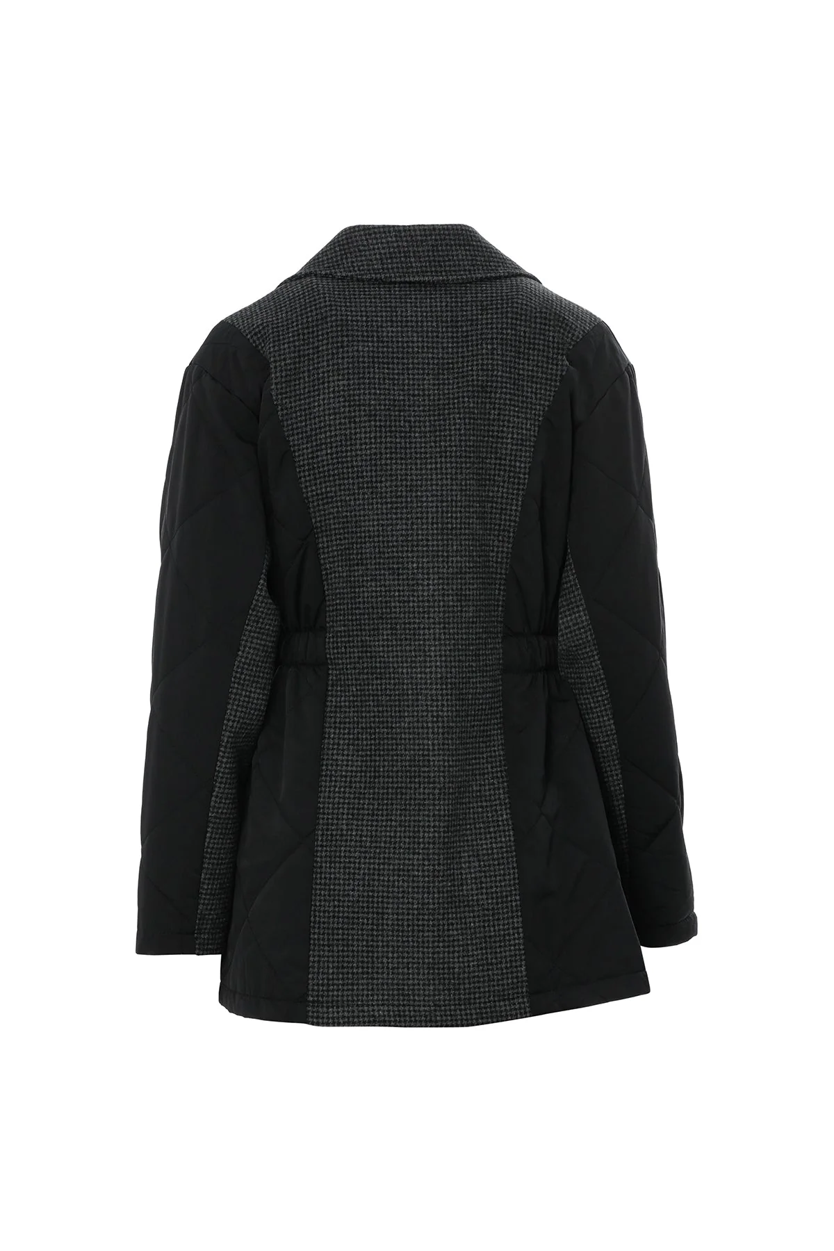 Grey Quilted Double-Breasted Coat - Image 3