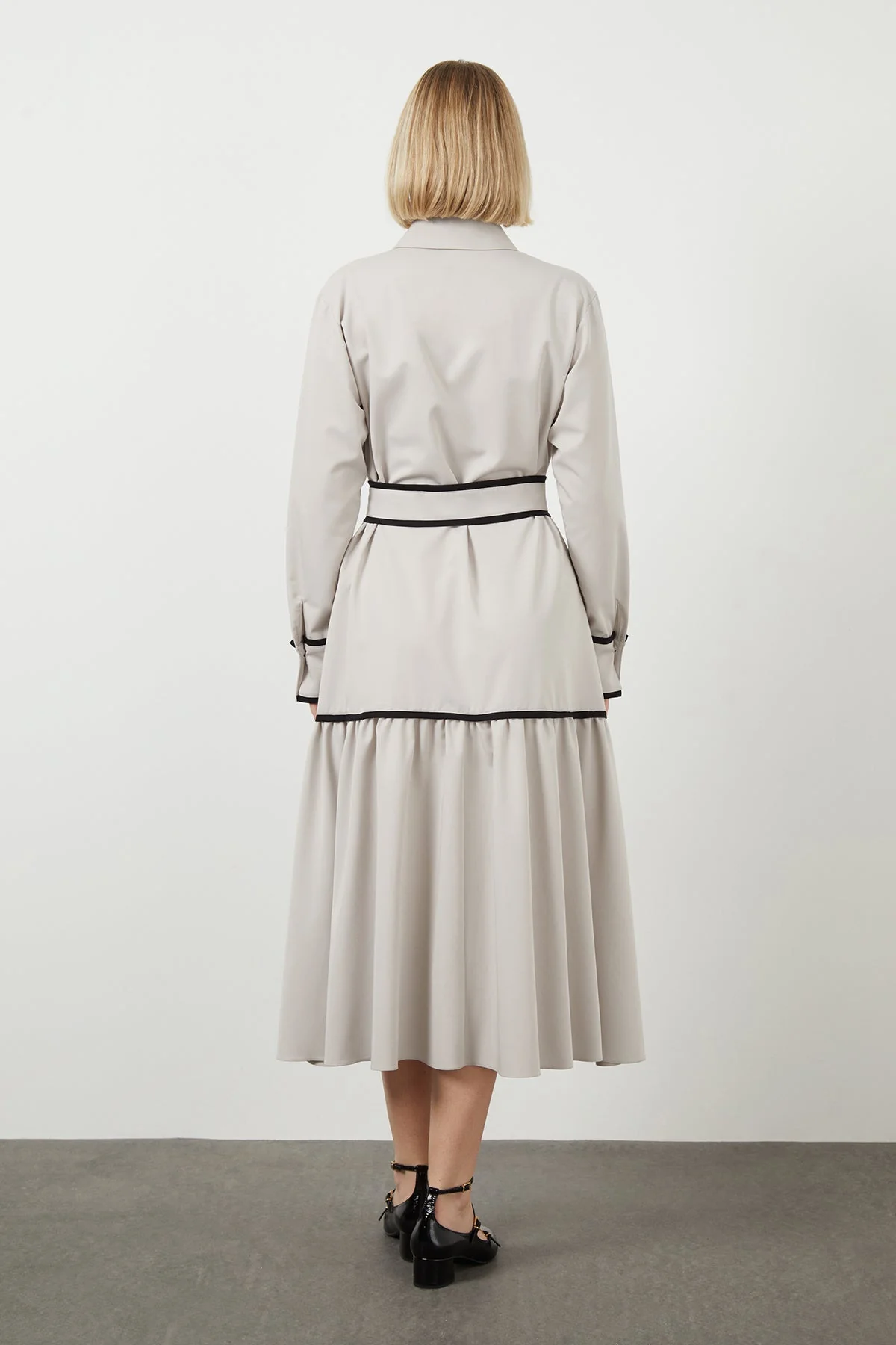 Grey Sash-Detail Midi Dress - Image 4