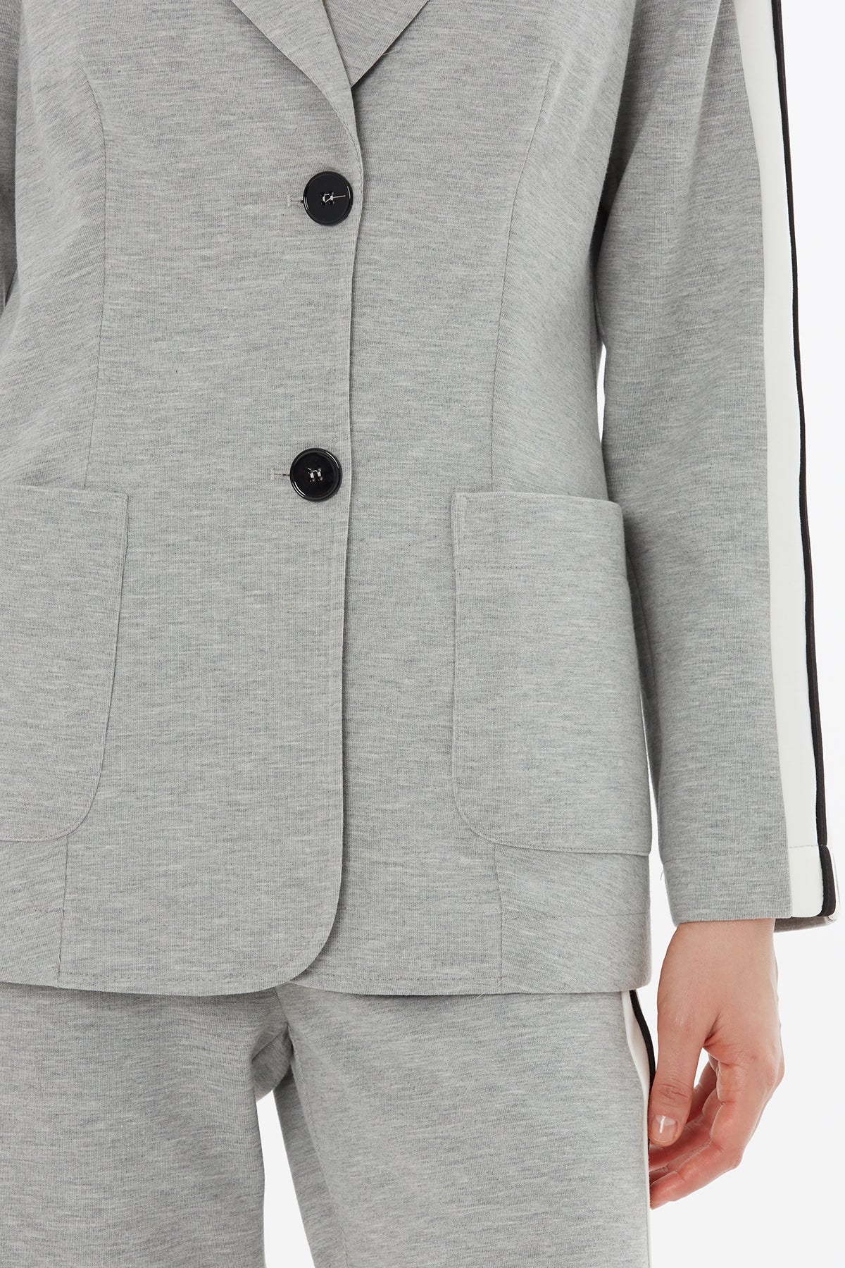 Grey Side-Seam Stripe Tracksuit Set - Image 3