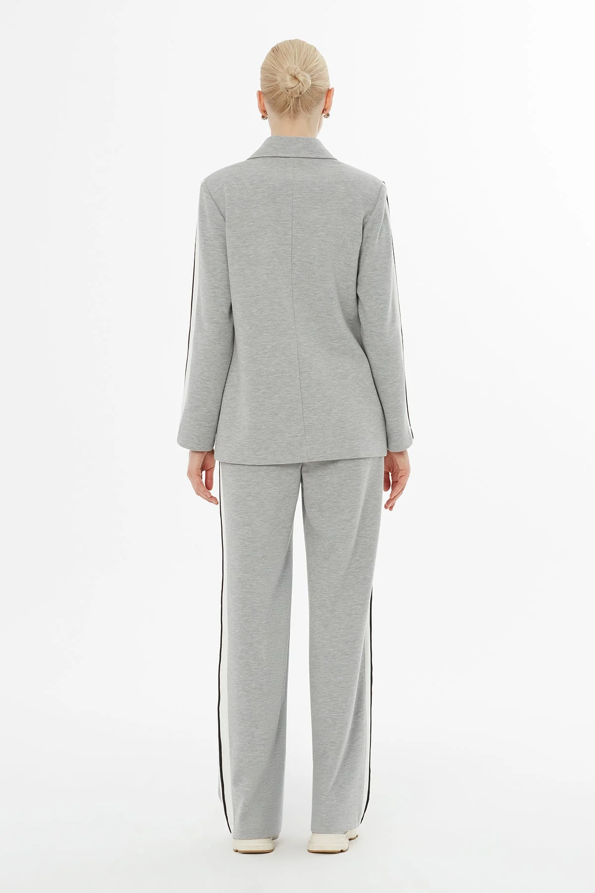 Grey Side-Seam Stripe Tracksuit Set - Image 5