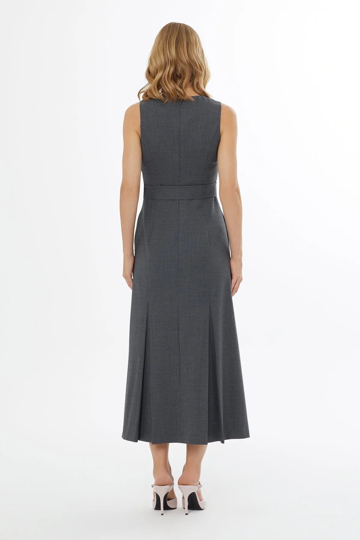 Grey Sleeveless Midi Dress - Image 4