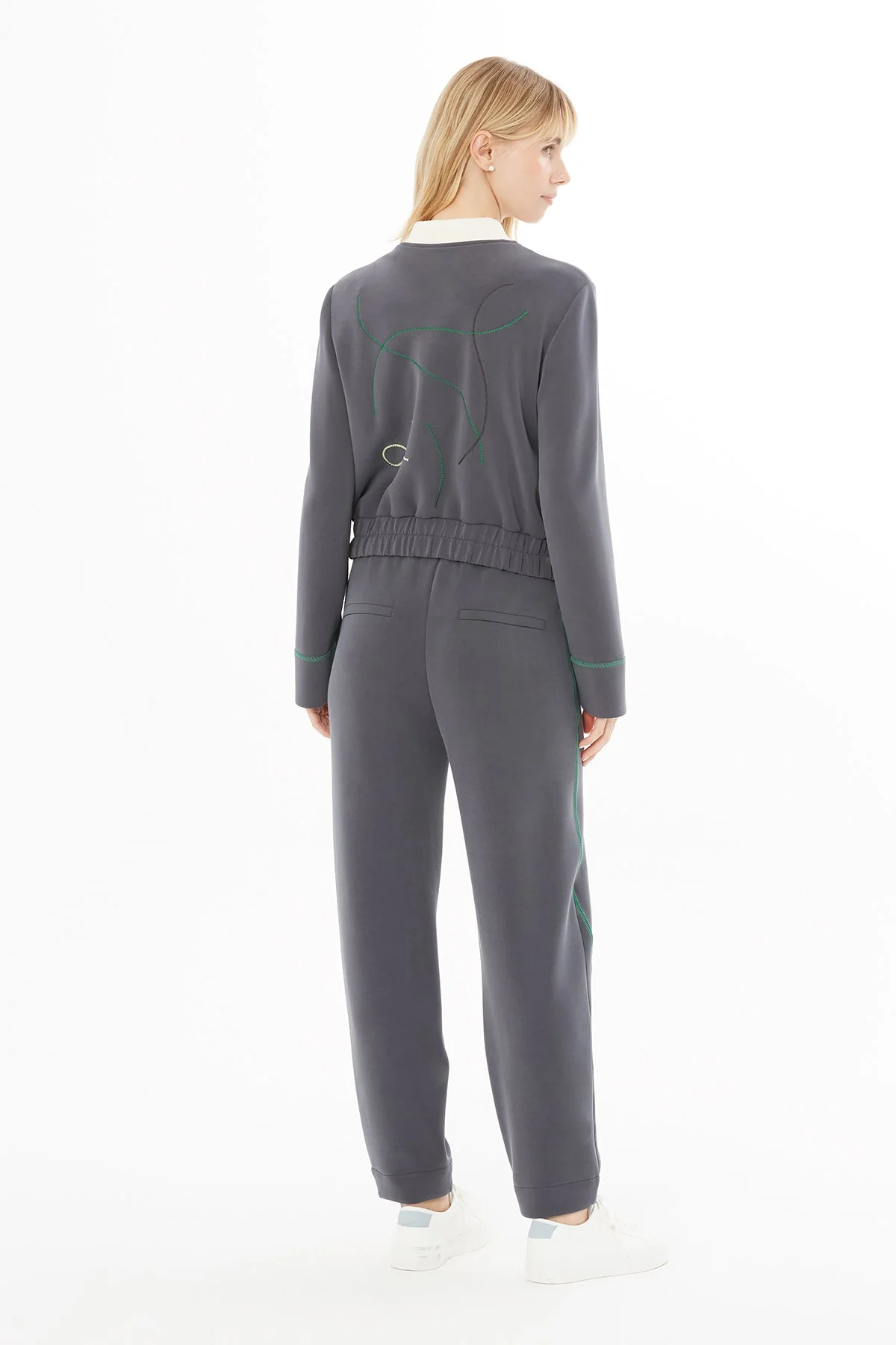 Grey Stripe-Detail Sweatpants - Image 3