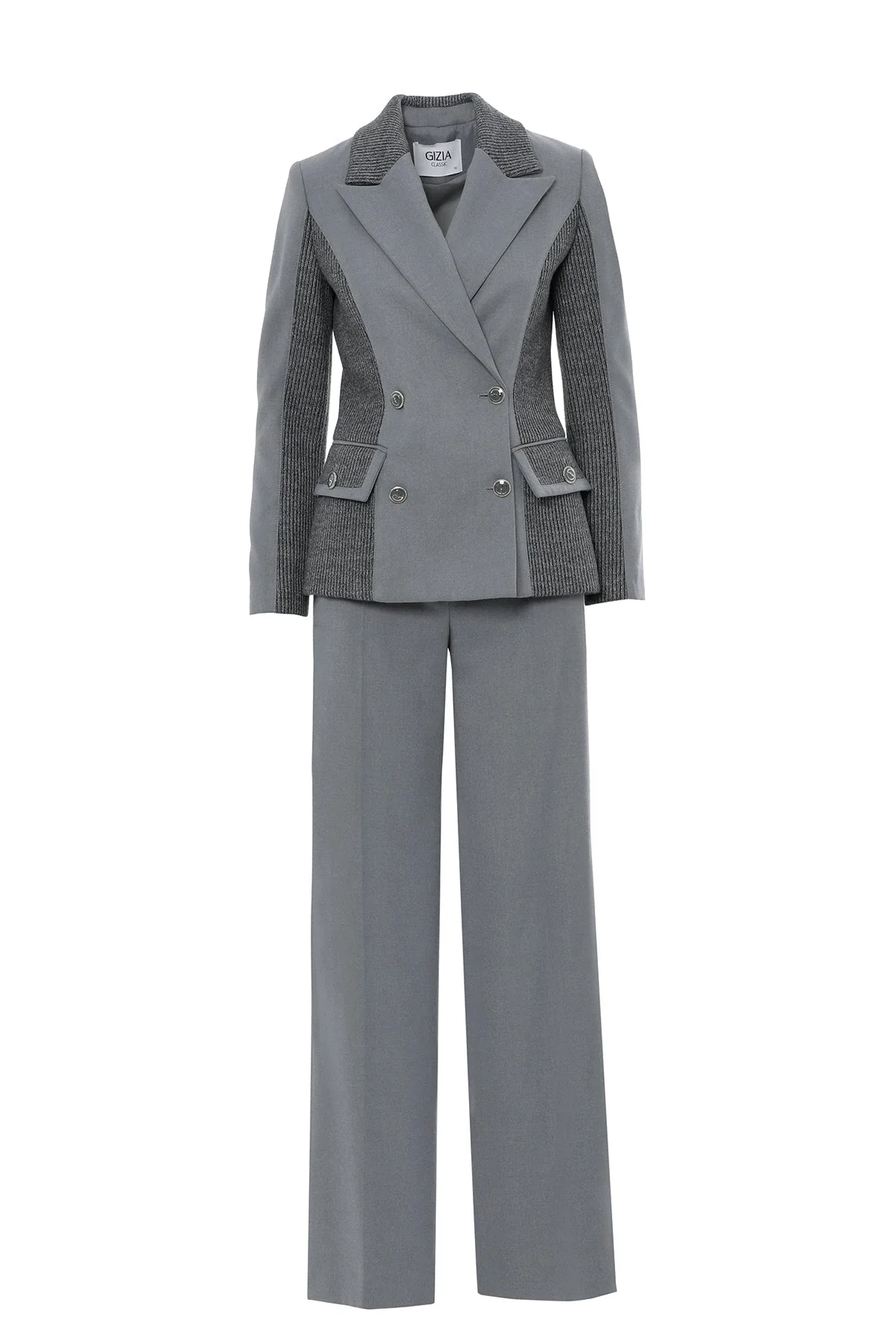 Grey Suit with Double-Breasted Jacket