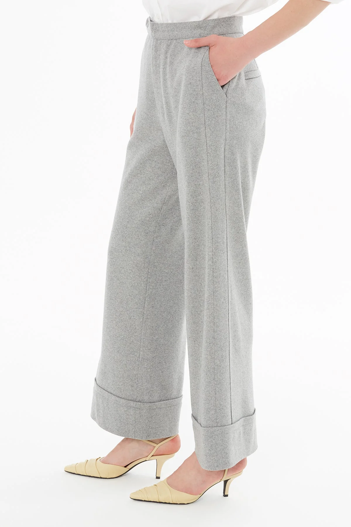 Grey Trousers with Button Detail - Image 3