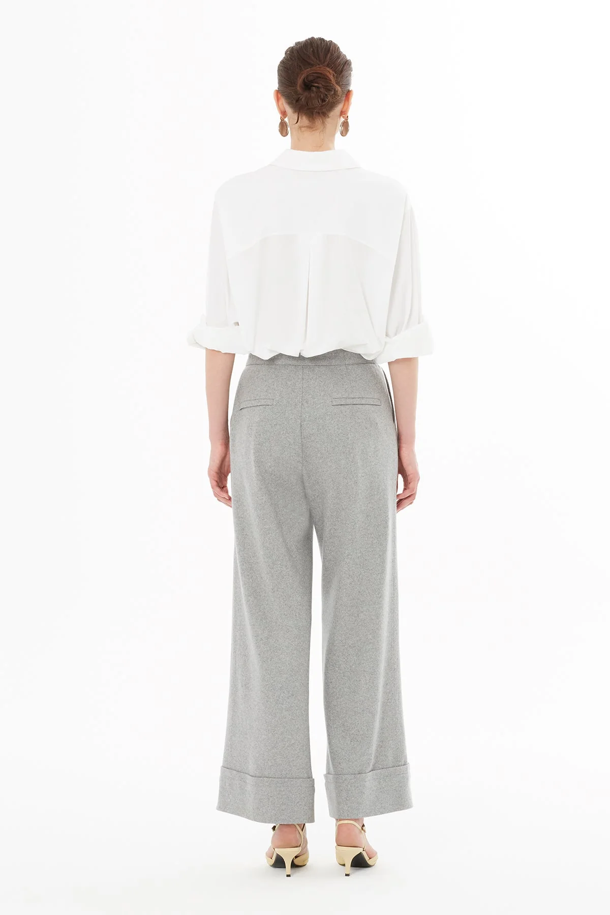 Grey Trousers with Button Detail - Image 4