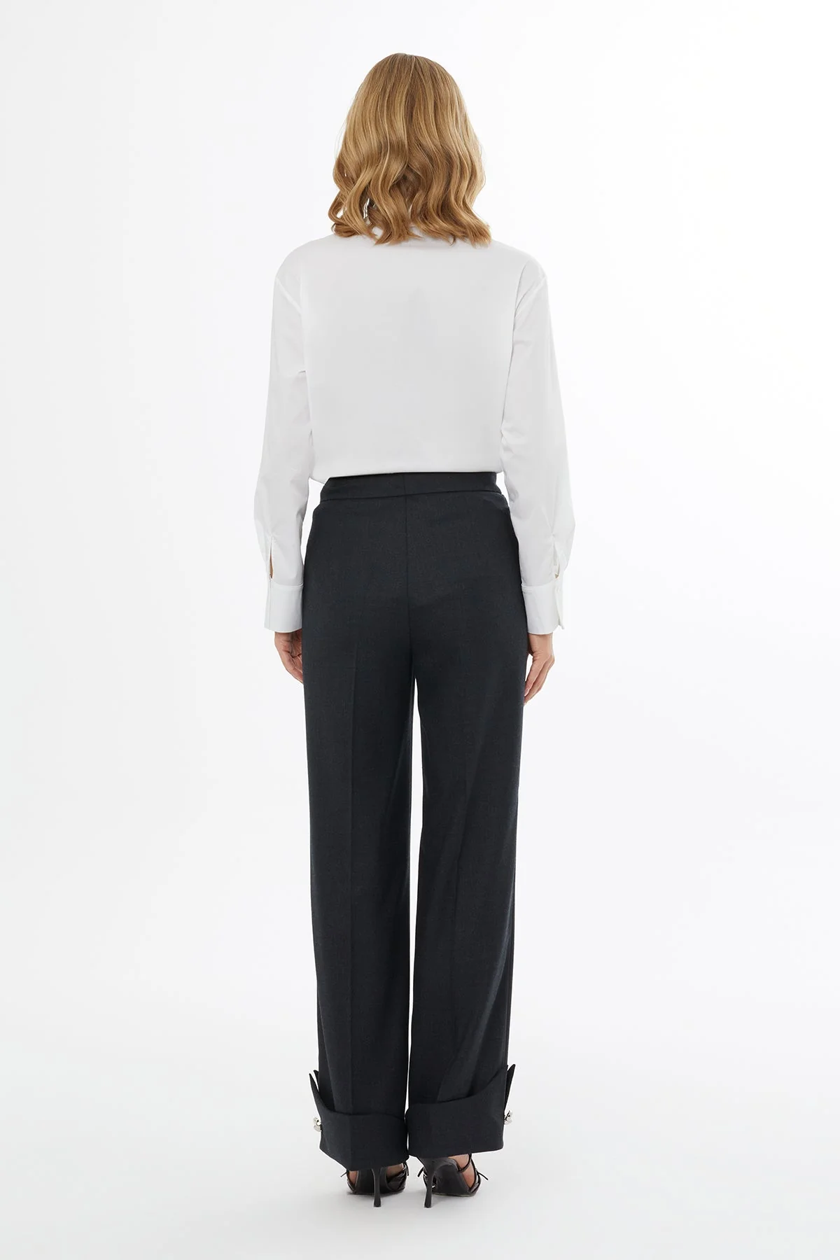 Grey Trousers with Metal-Hem Detail - Image 5