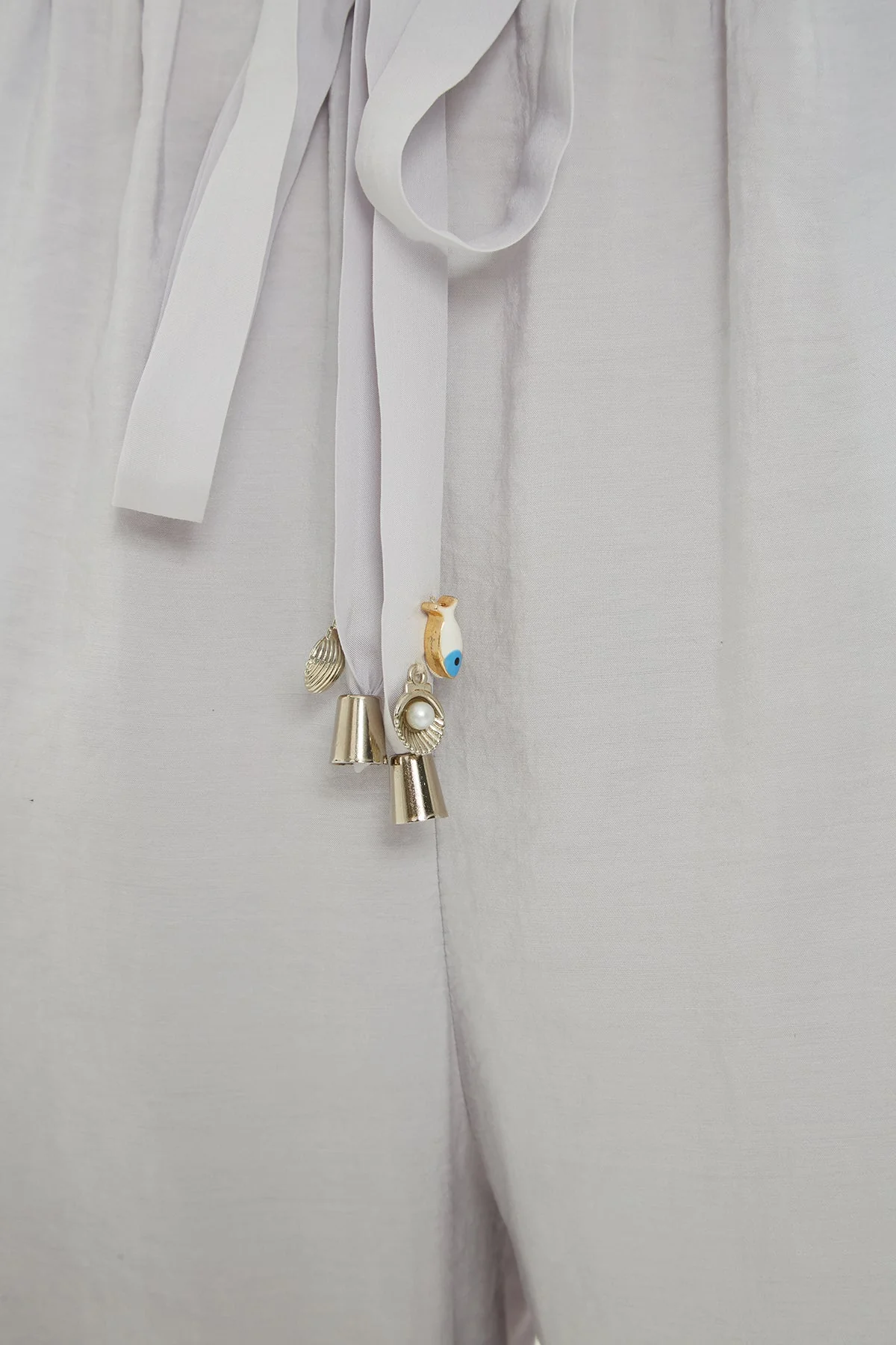Grey Trousers with Ribbon Detail - Image 2