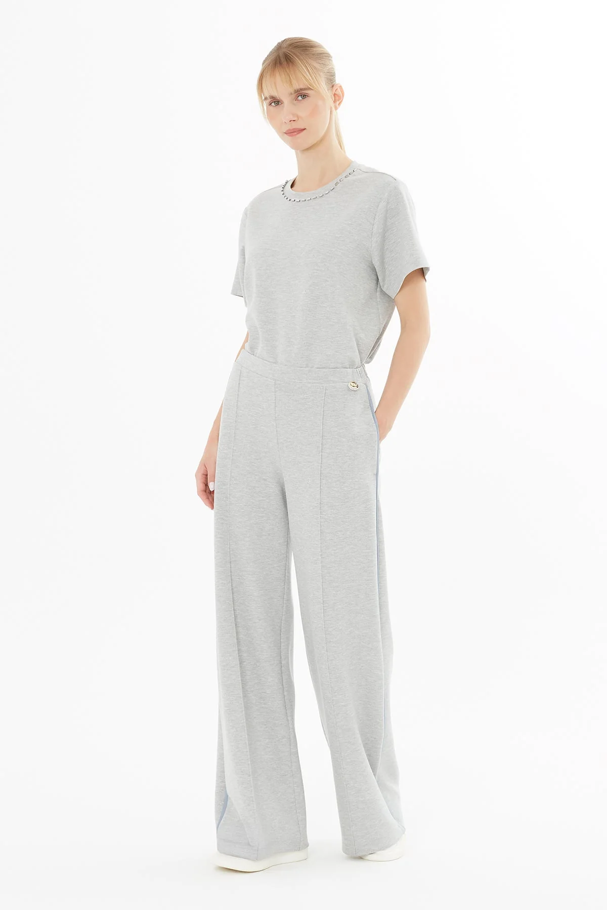Grey Wide-Leg Sweatpants - Image 2